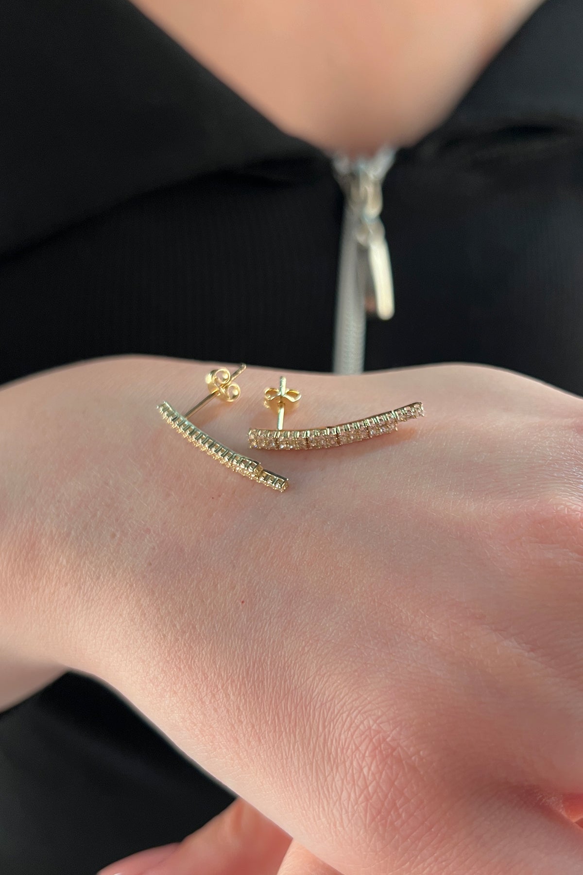 14K Gold Tennis Stud Earrings