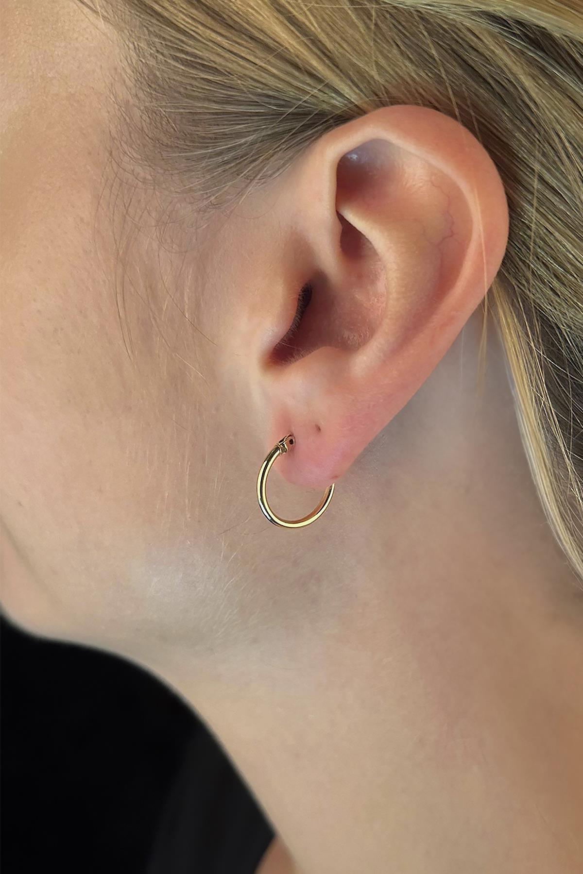 14K Gold Thick Chunky Tube Earrings