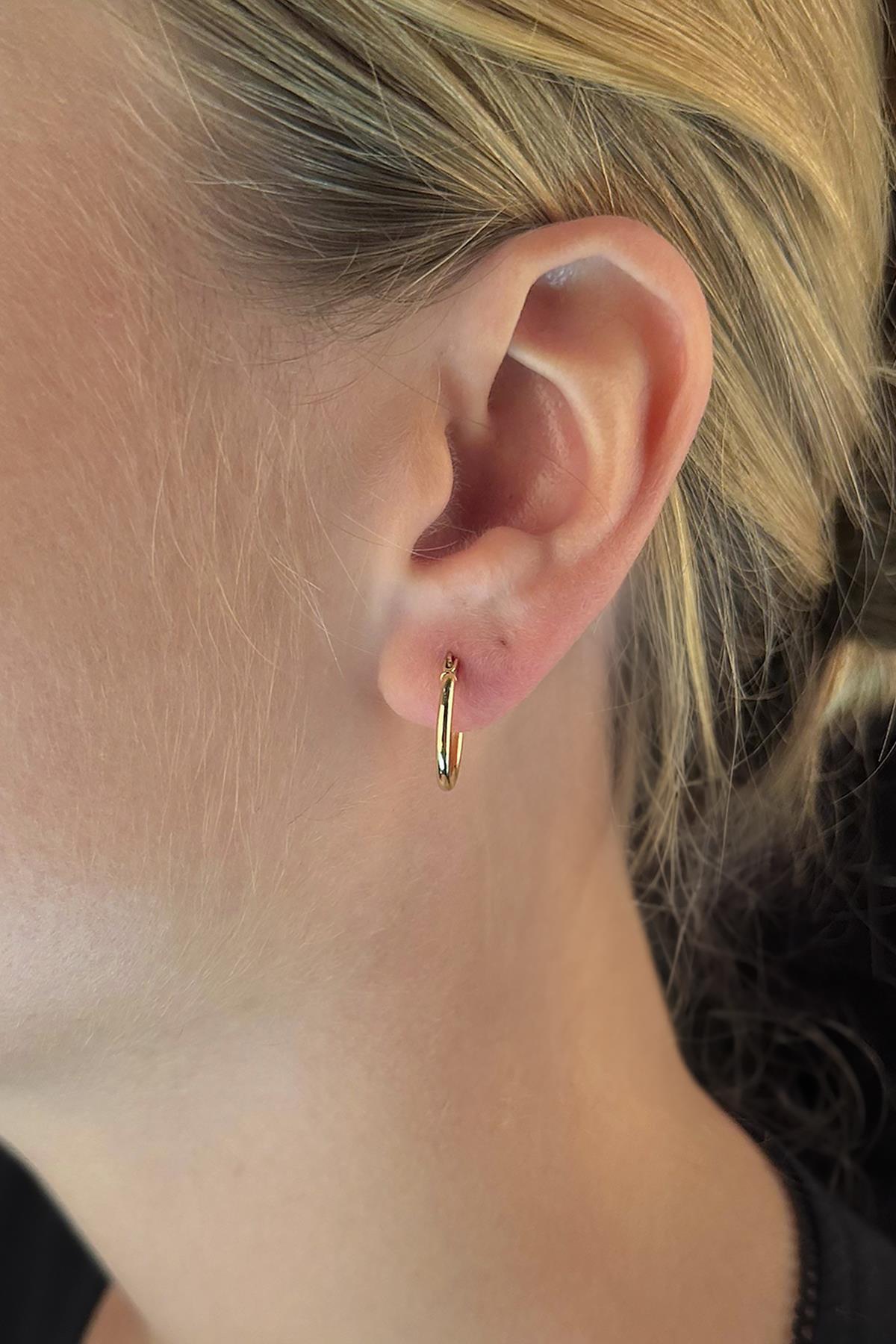 14K Gold Thick Chunky Tube Earrings