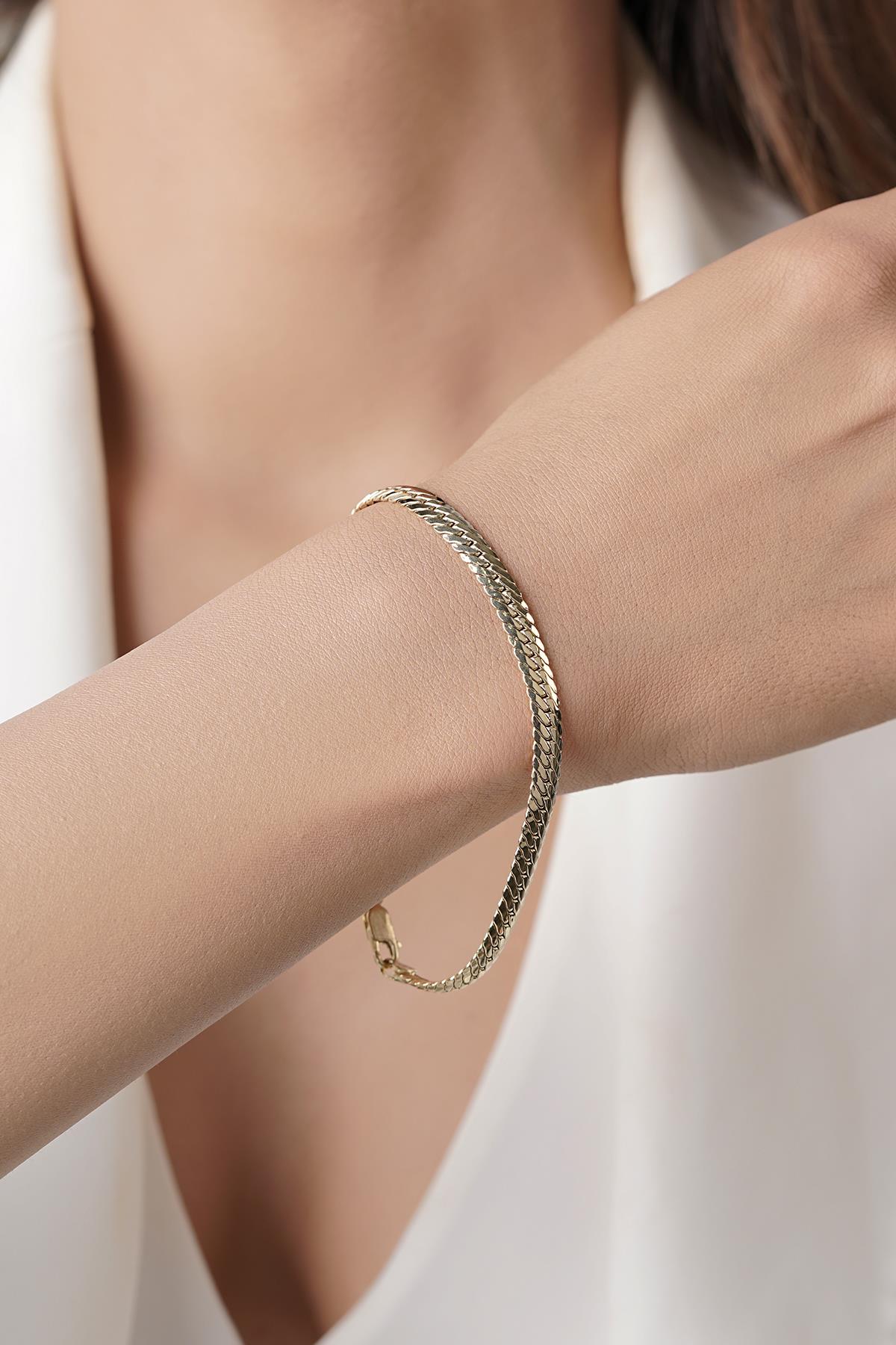 14K Gold Thick İtalian Snake Bracelet
