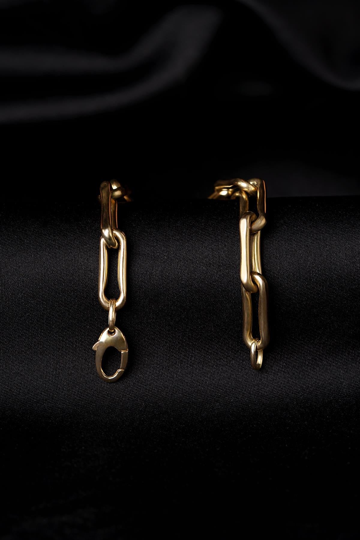 14K Solid Gold Thick Oval Link Bracelet