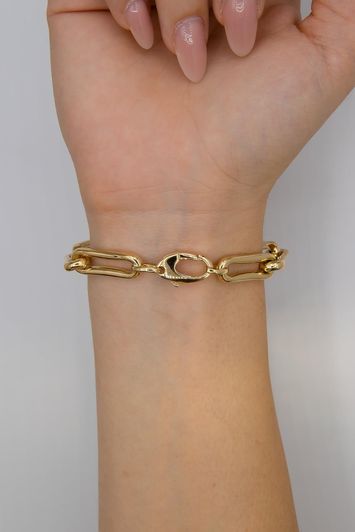 14K Gold Thick Oval Link Bracelet