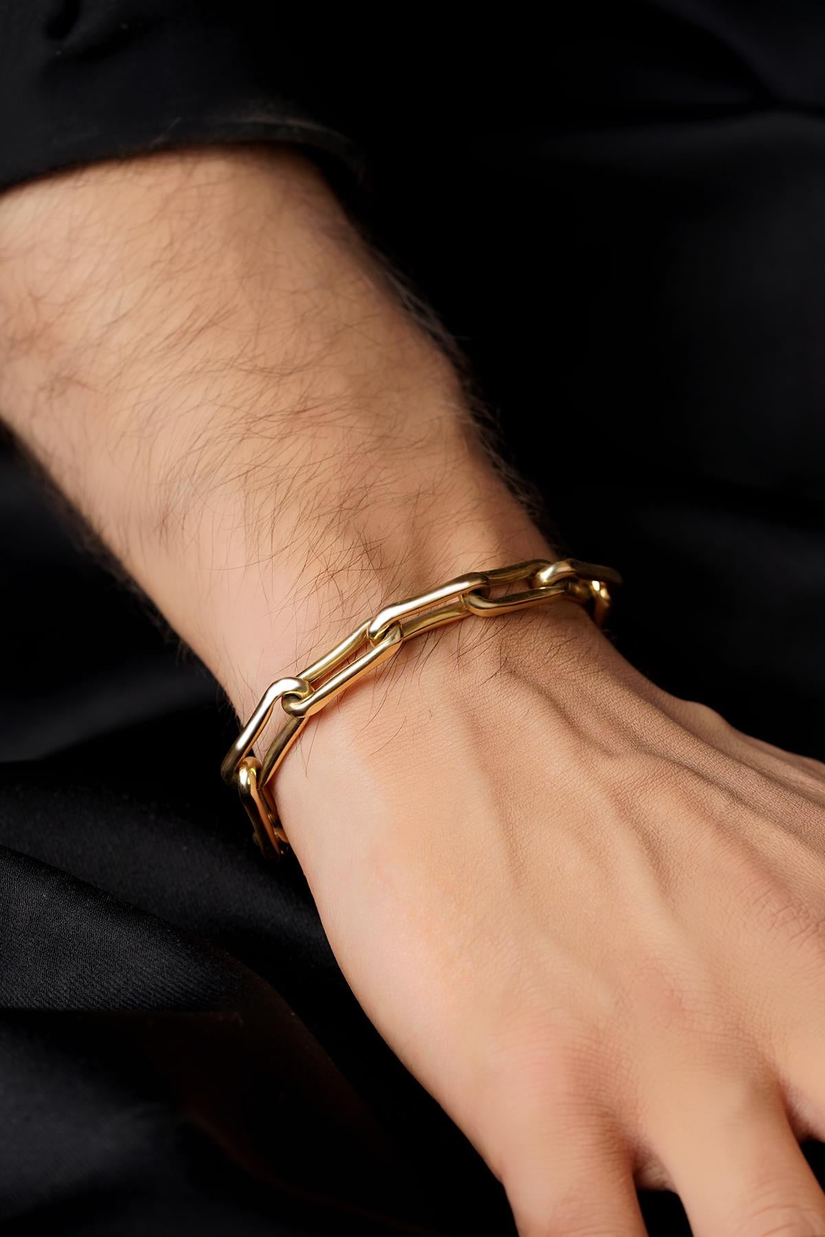 14K Gold Thick Oval Link Bracelet