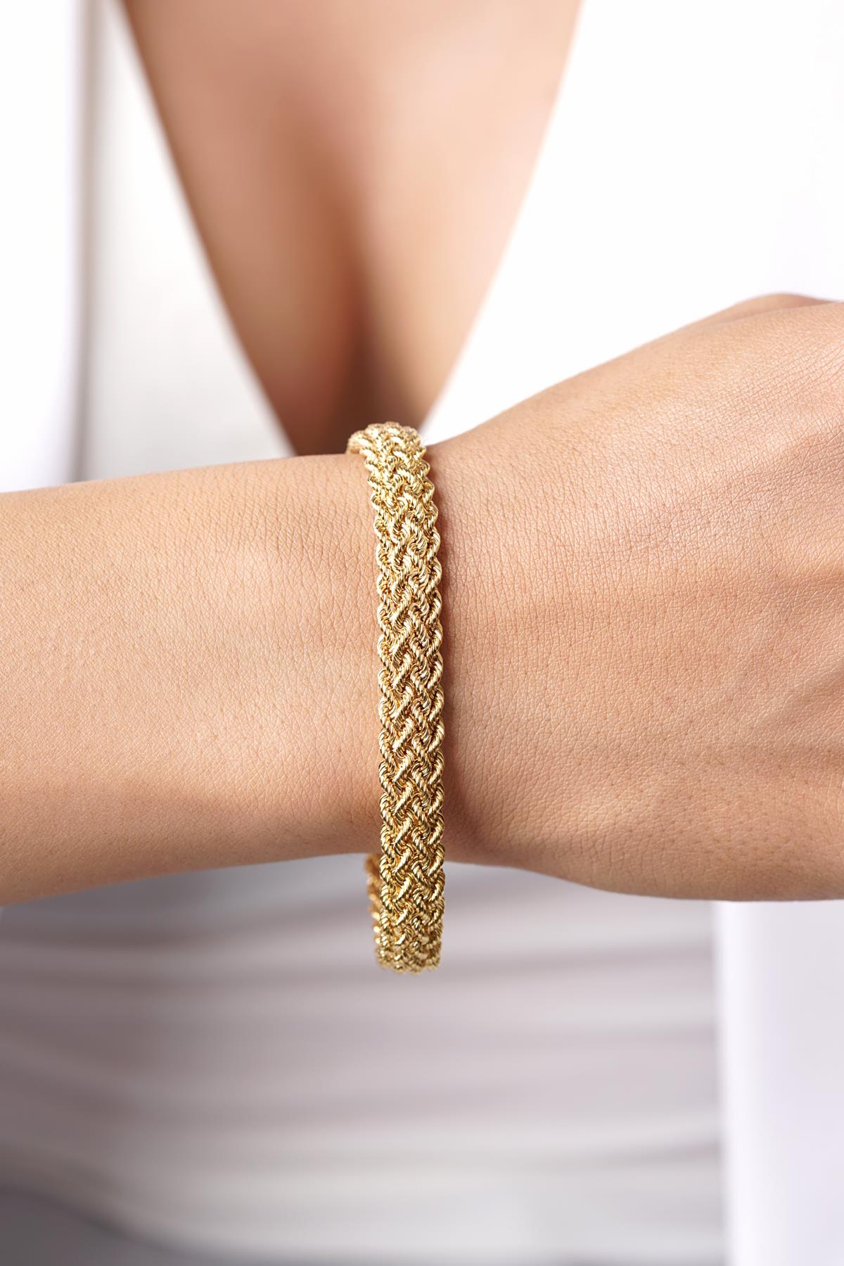 14K Gold Thick Rope Bracelet