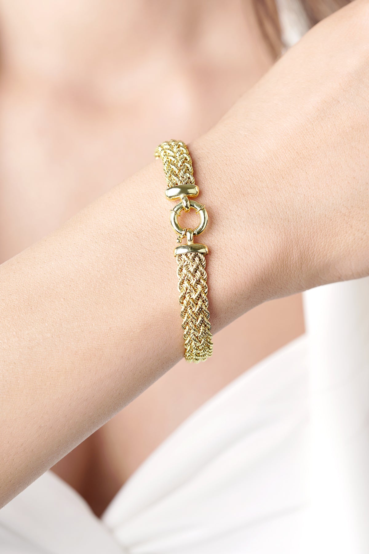 14K Gold Thick Rope Bracelet