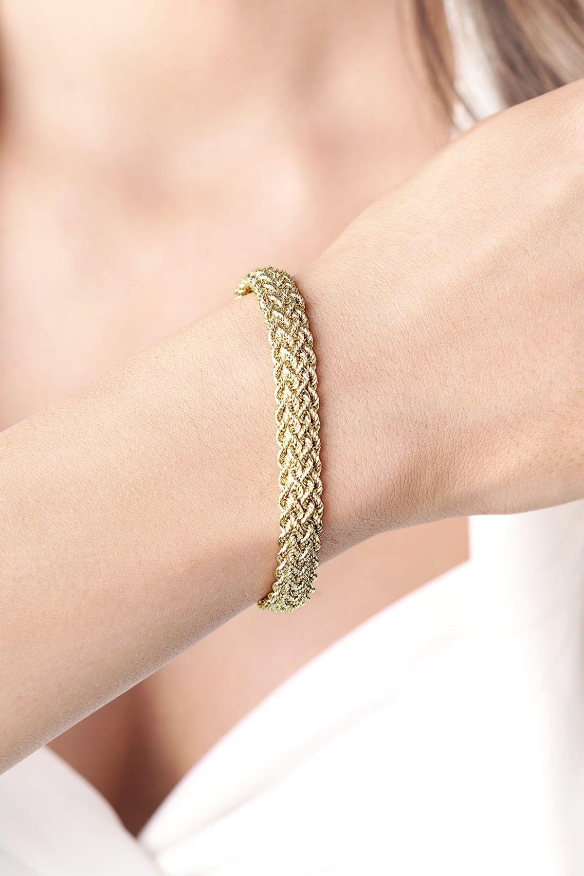 14K Gold Thick Rope Bracelet