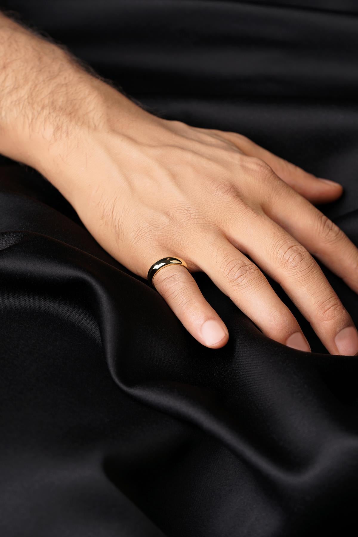 14K Solid Gold Thin Chunky Ring