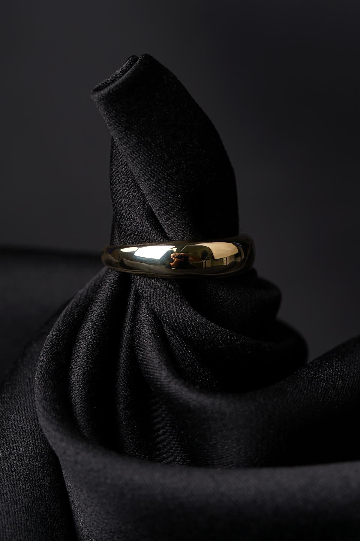 14K Solid Gold Thin Chunky Ring