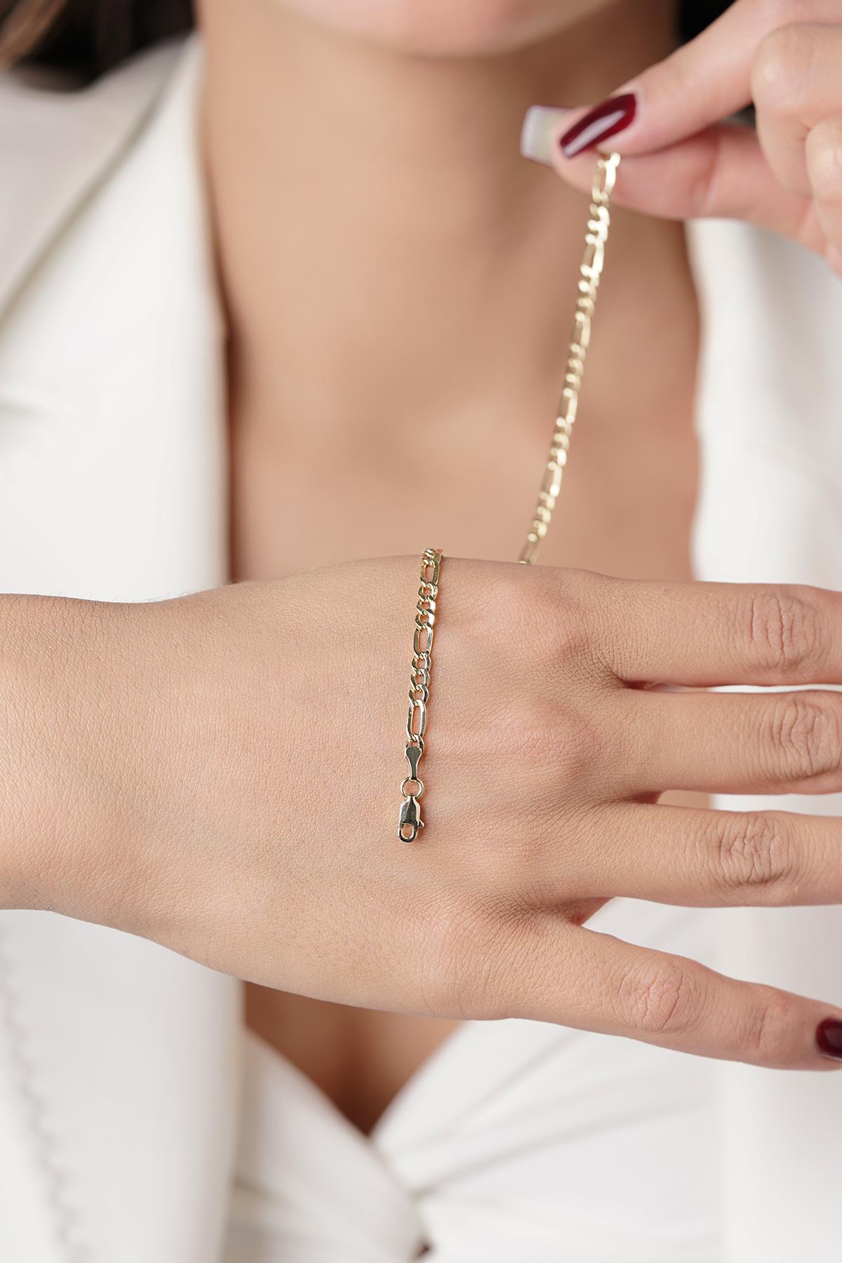14K Gold Thin Figaro Bracelet