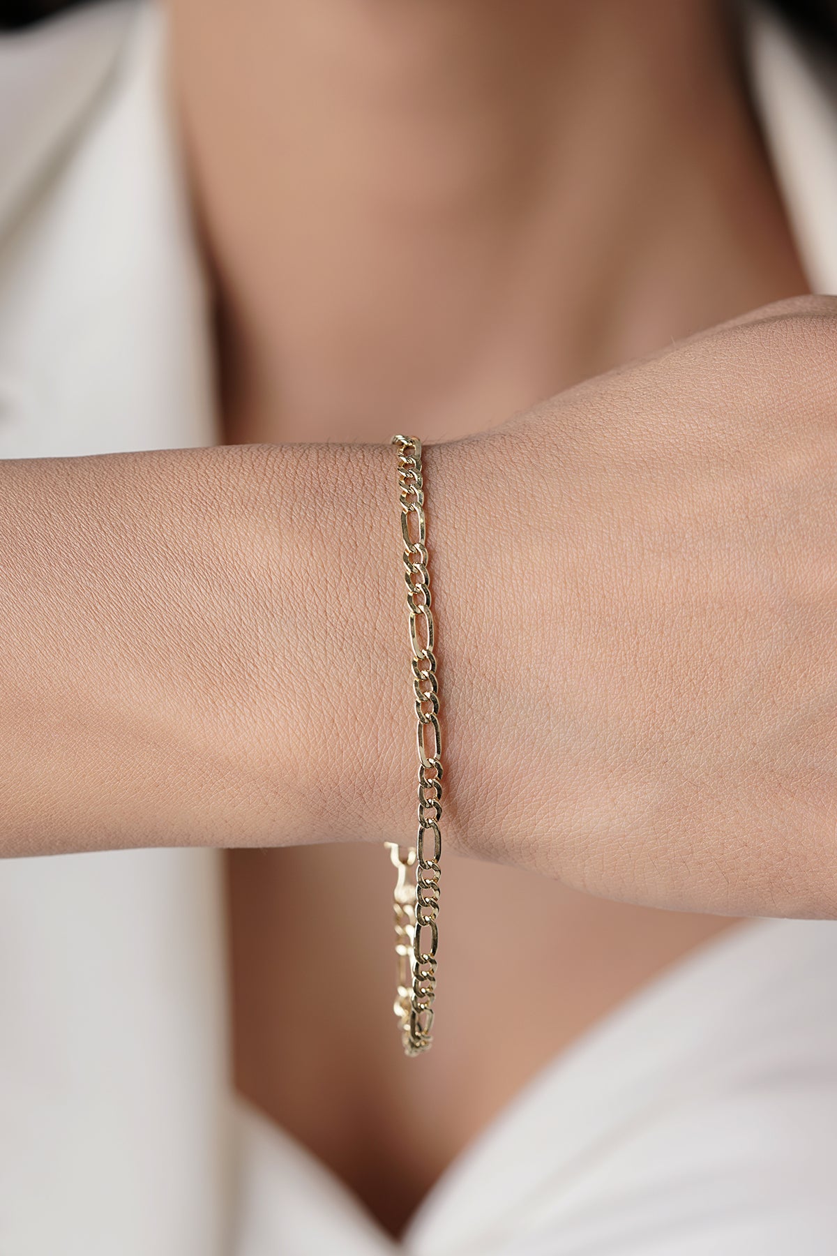 14K Gold Thin Figaro Bracelet