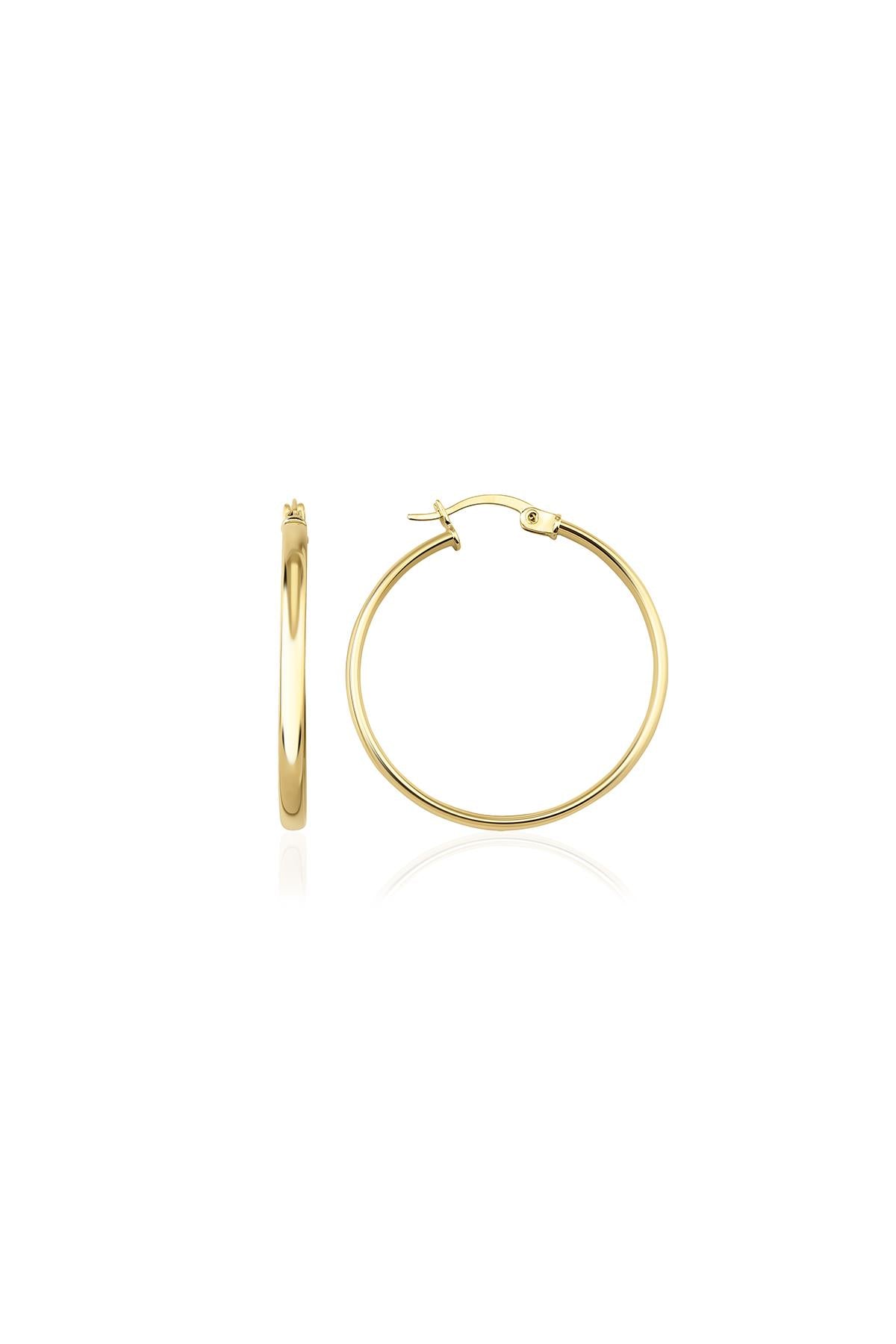 14K Gold Thin Plain Tube Hoop Earrings