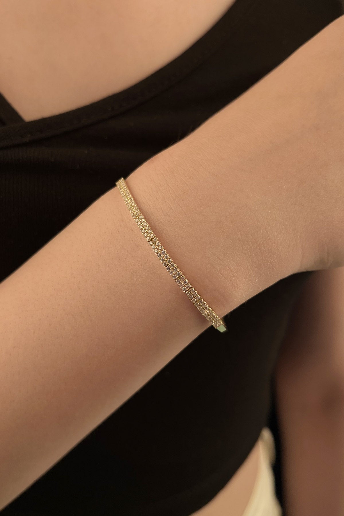 14K Gold Thin Tennis Bracelet