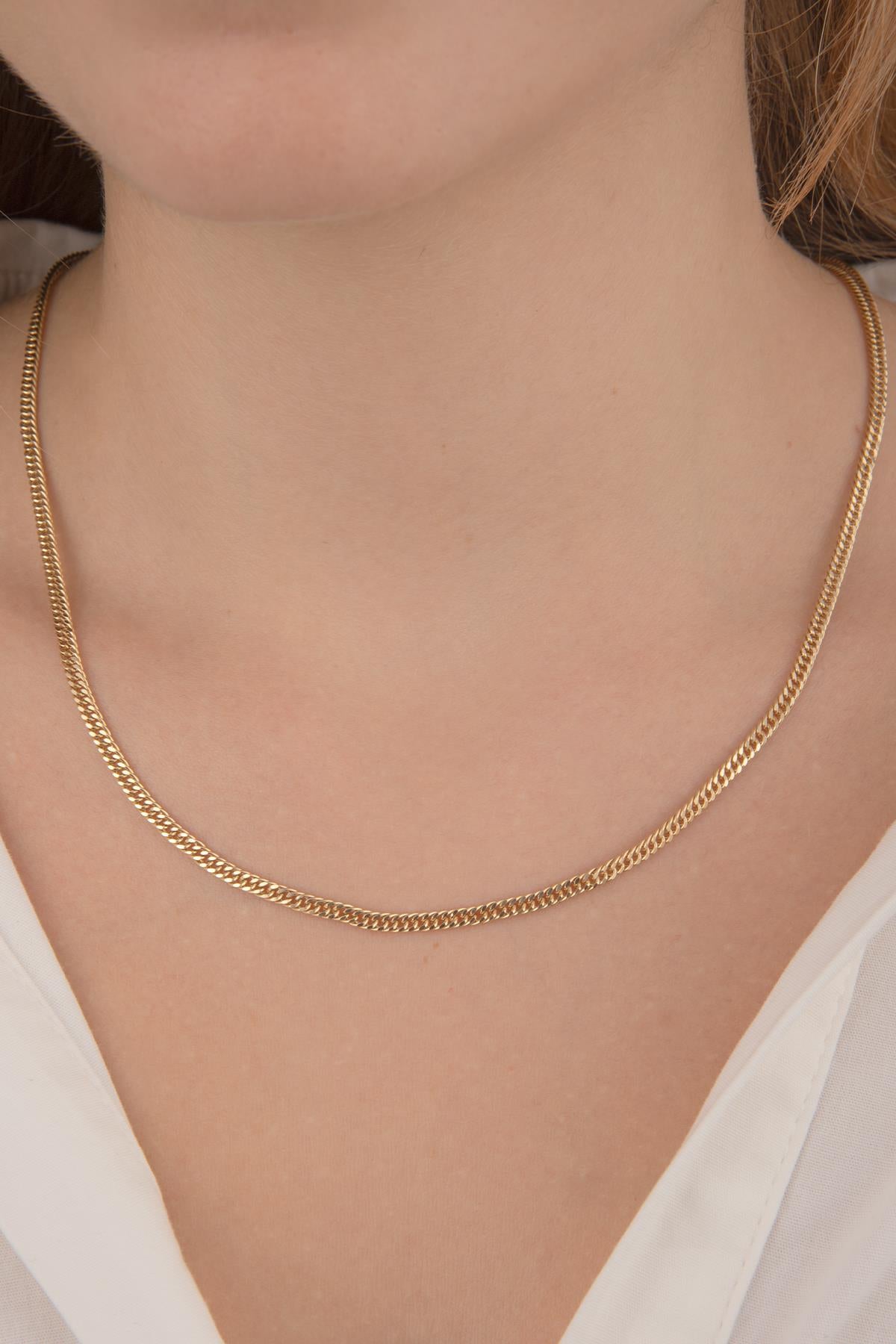 14K Gold Tight Cuban Chain Necklace