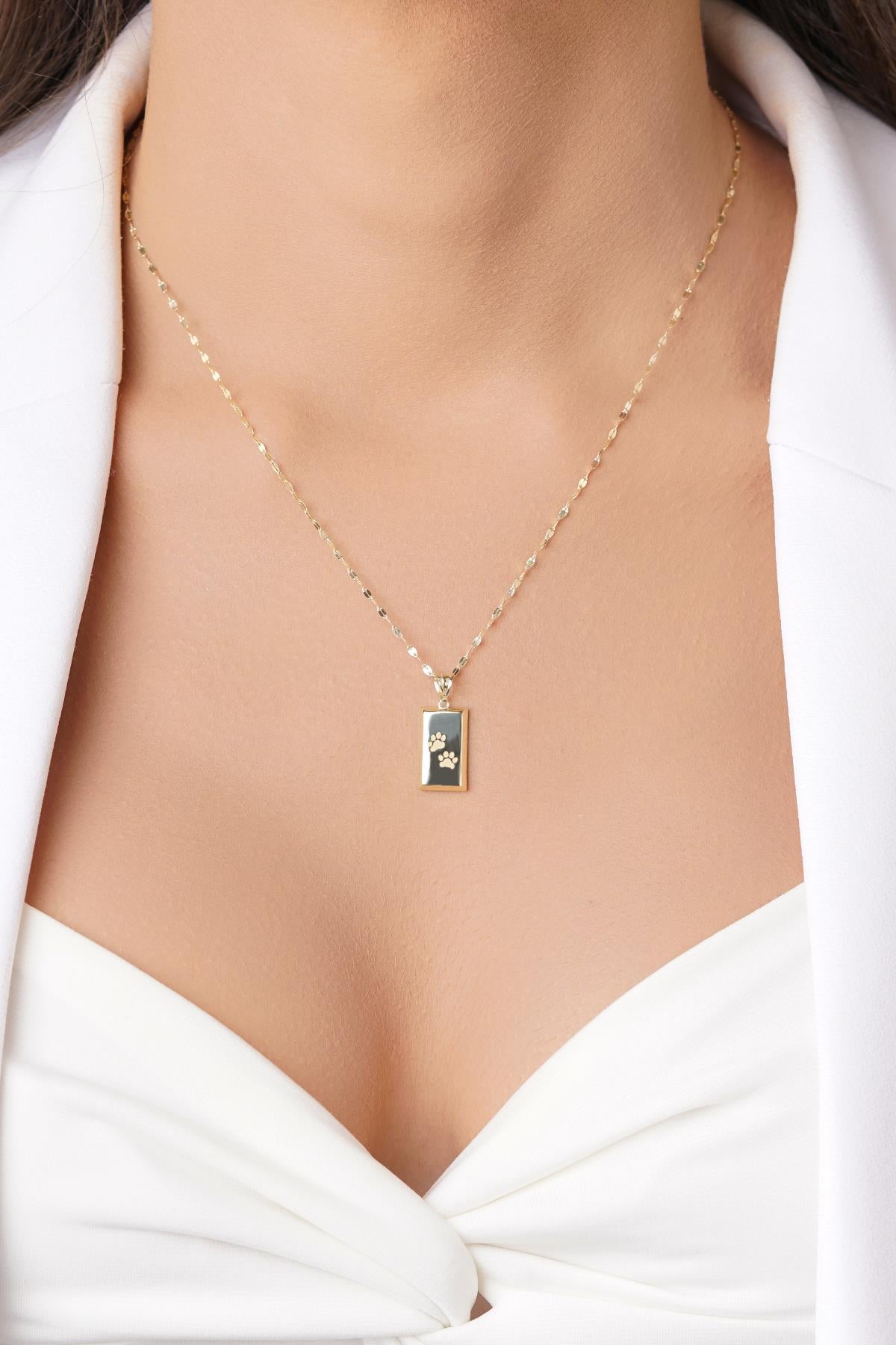 14K Gold Tiny Bar on Sparkle Mirror Chain