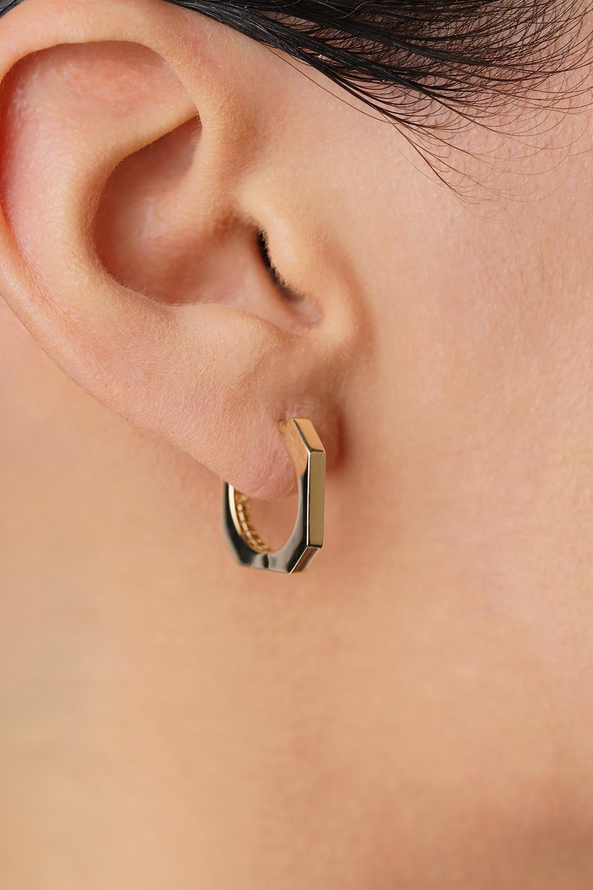 14K Gold Tiny Geometric Square Studs