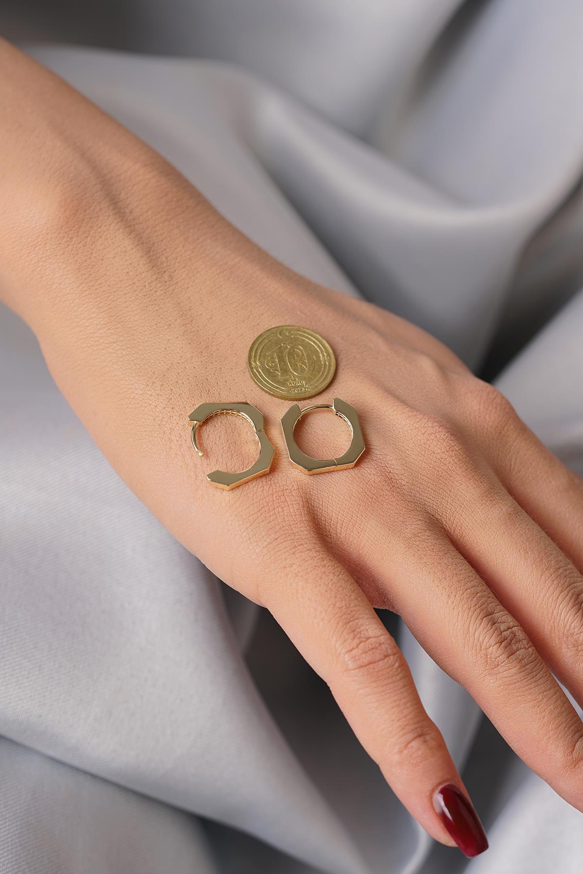 14K Gold Tiny Geometric Square Studs