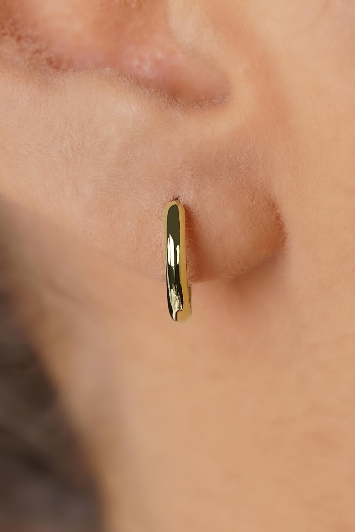 14K Gold Tiny Round Huggie Hoops
