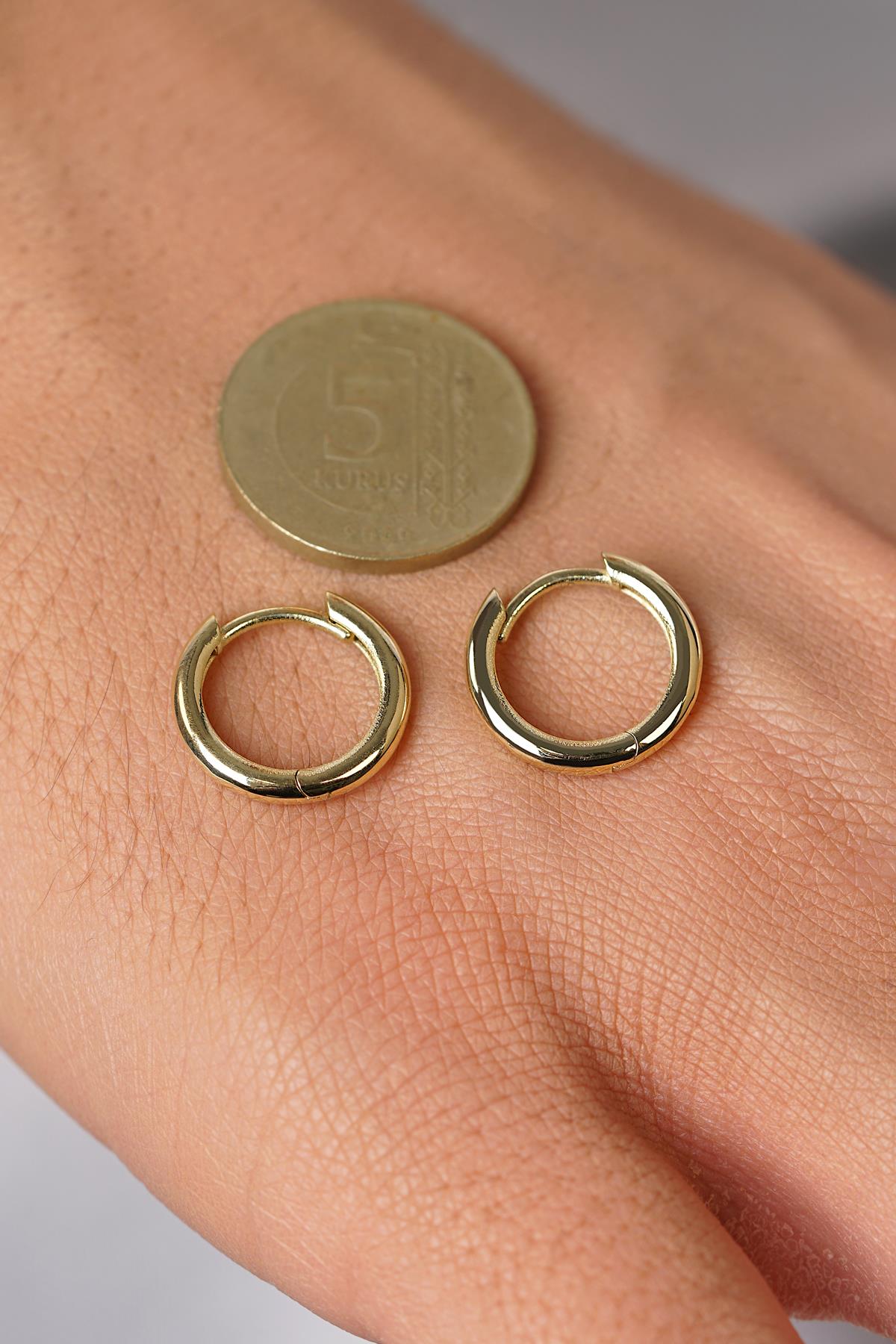 14K Gold Tiny Round Huggie Hoops