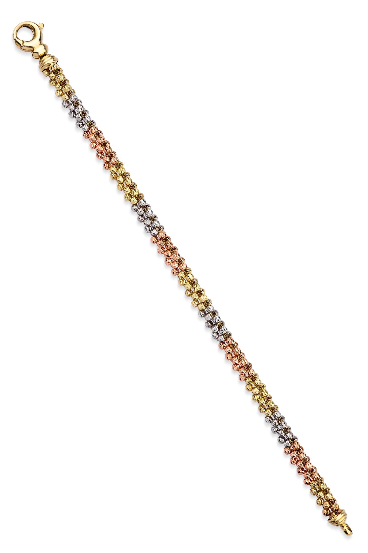 14K Gold Tri_ Color Dorica Tarnish Resistant Adjustable Bracelet