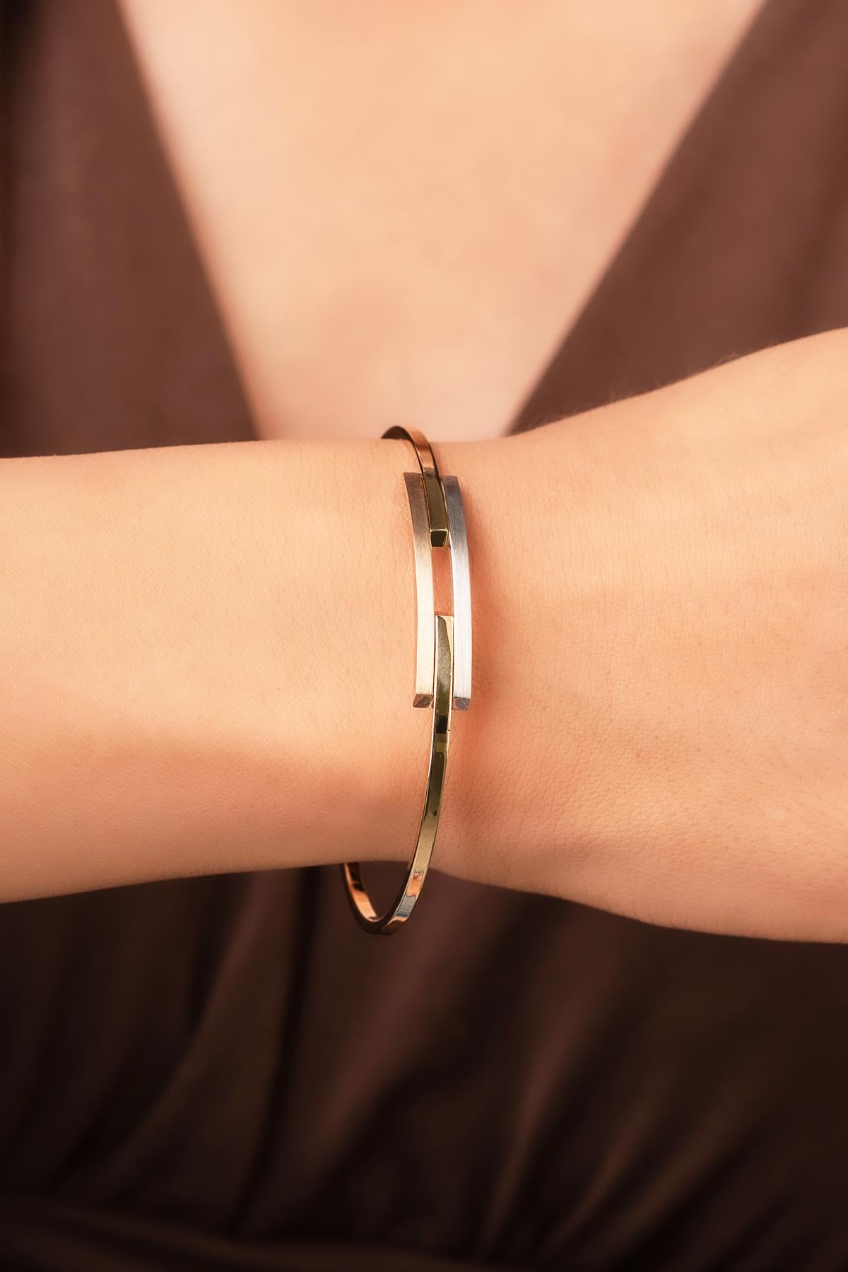 14K Gold Tri Color DOUBLE Rip Bangle