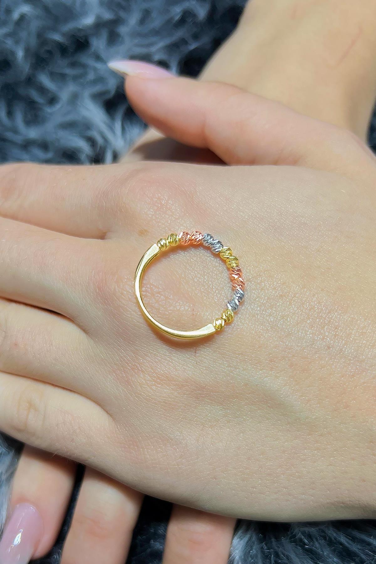 14K Gold Tricolor Ball Ring