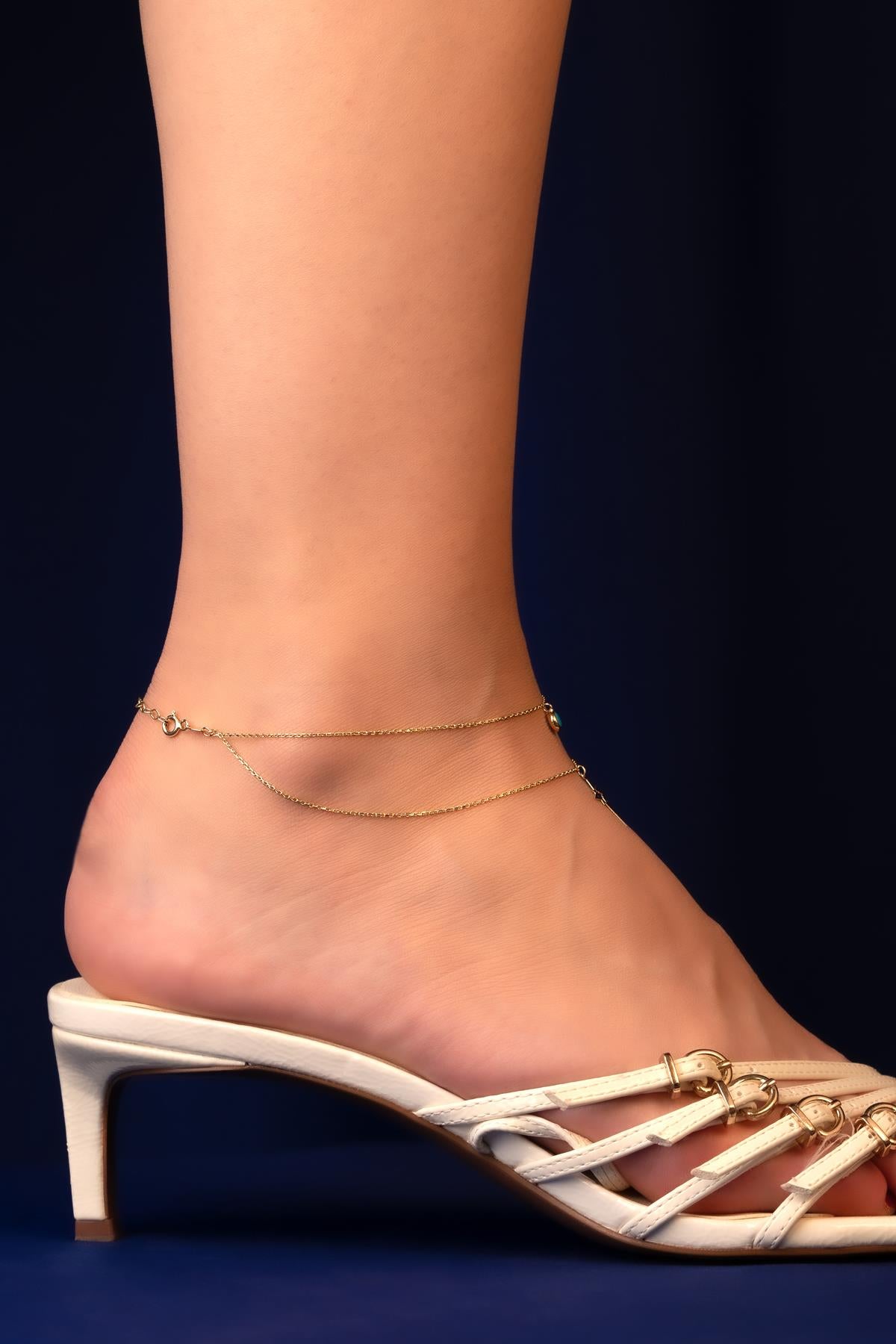 14K Gold Turquoise Northern Glow Anklet