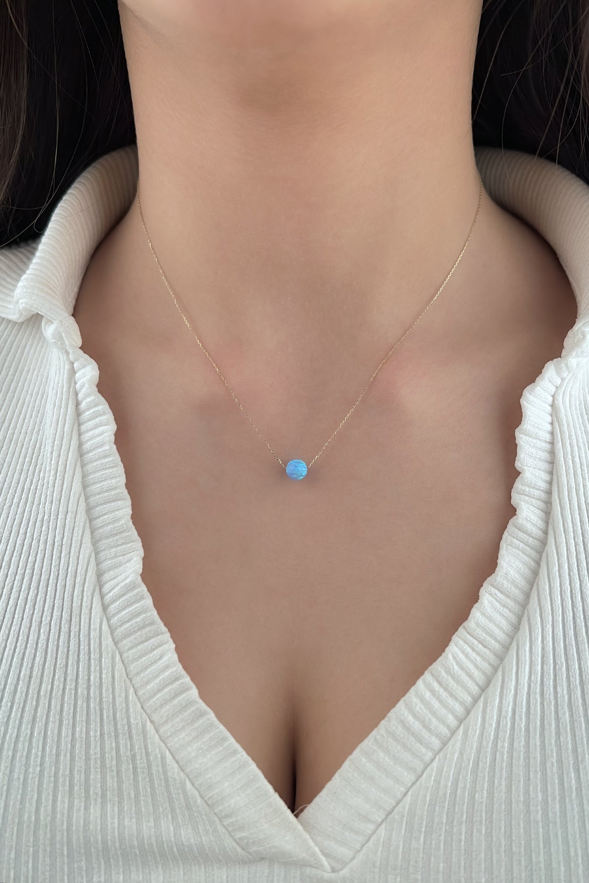 14K Gold Turquoise Opal Necklace