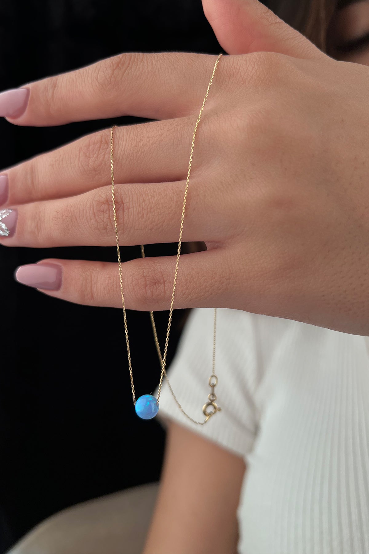 14K Gold Turquoise Opal Necklace