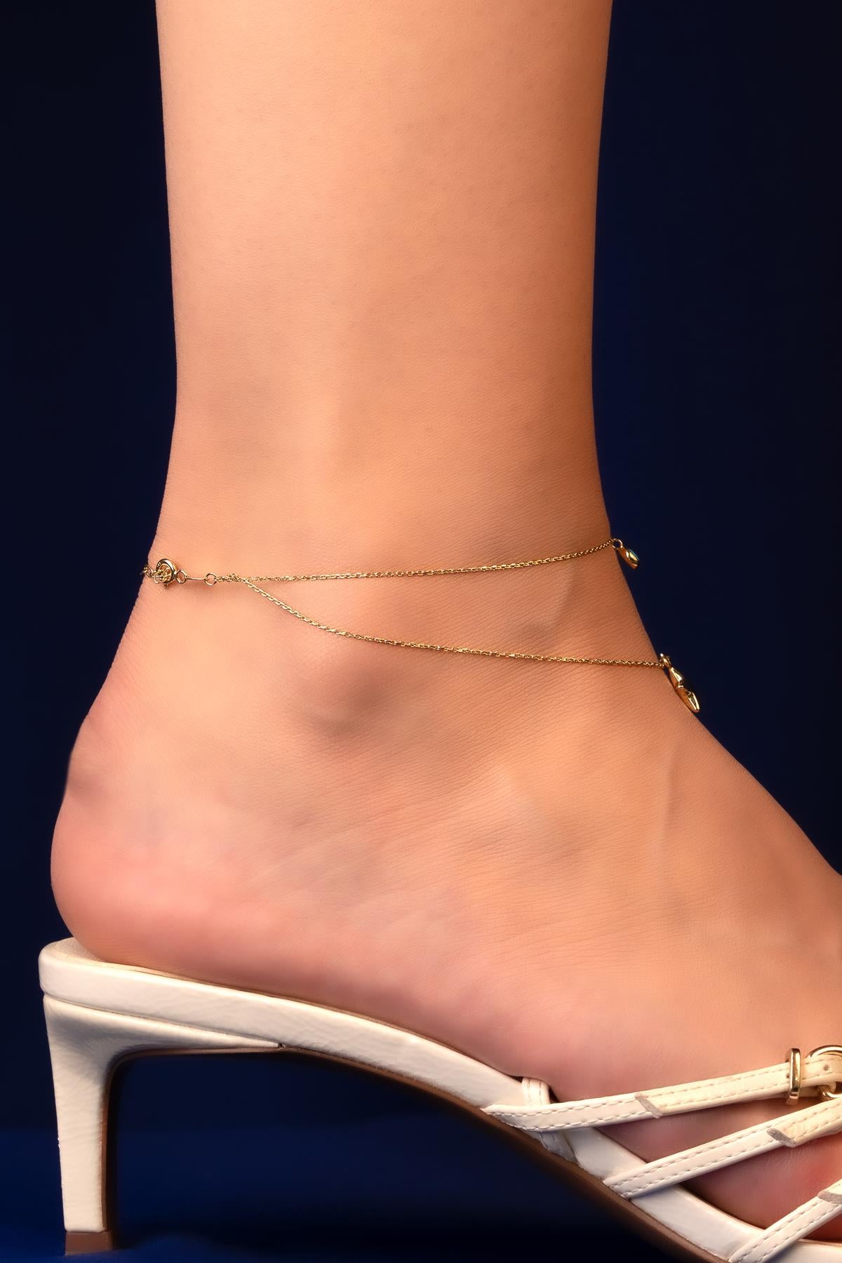 14K Gold Turquoise Star Anklet