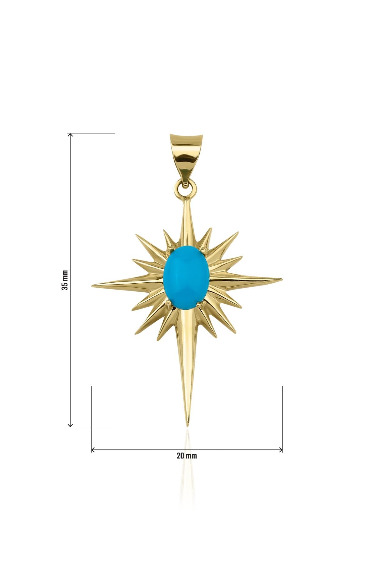 14K Gold Turquoise Stone Polar Star Charm