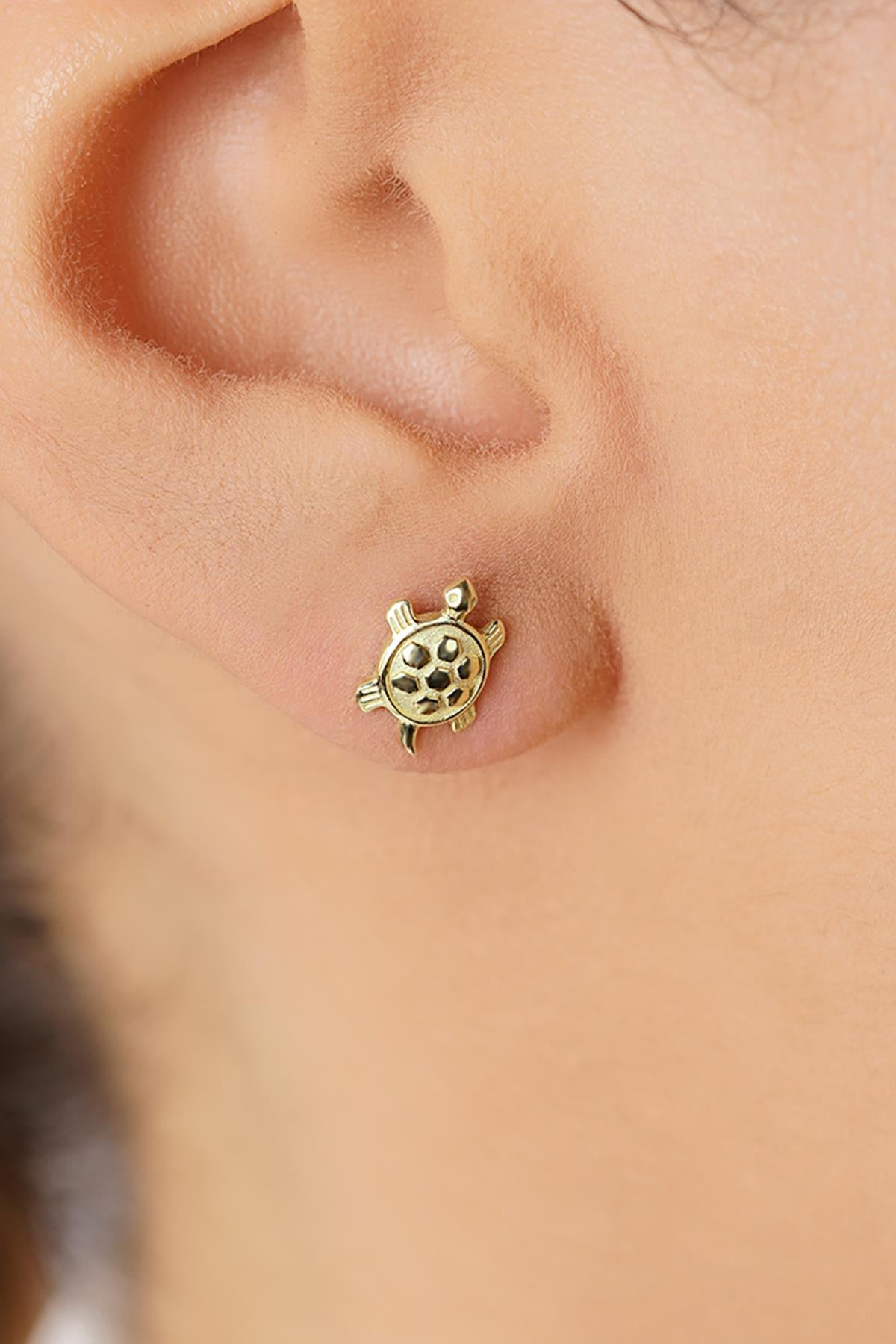 14K Gold Turtle Stud Earrings