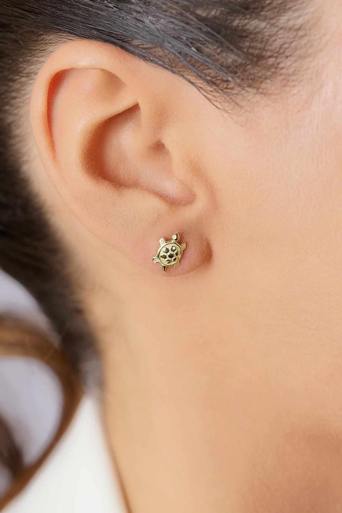 14K Gold Turtle Stud Earrings