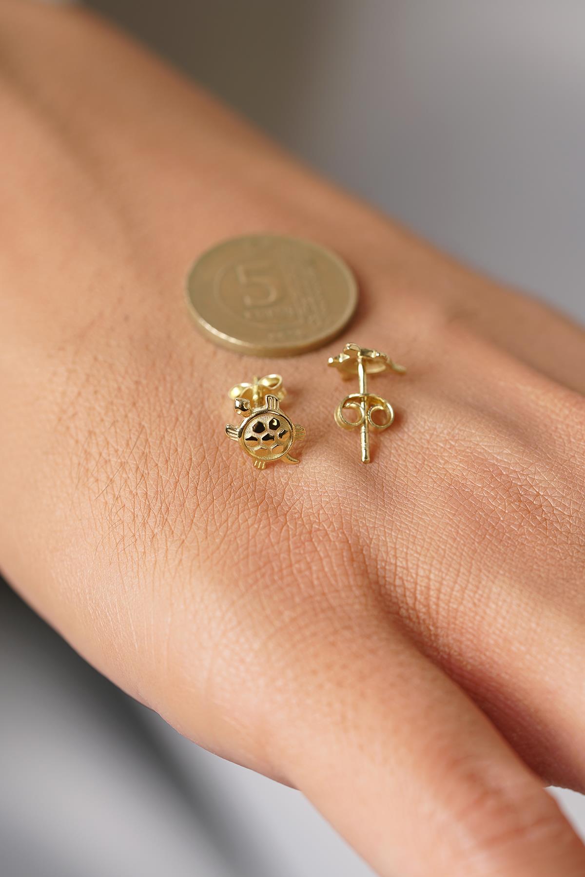 14K Gold Turtle Stud Earrings