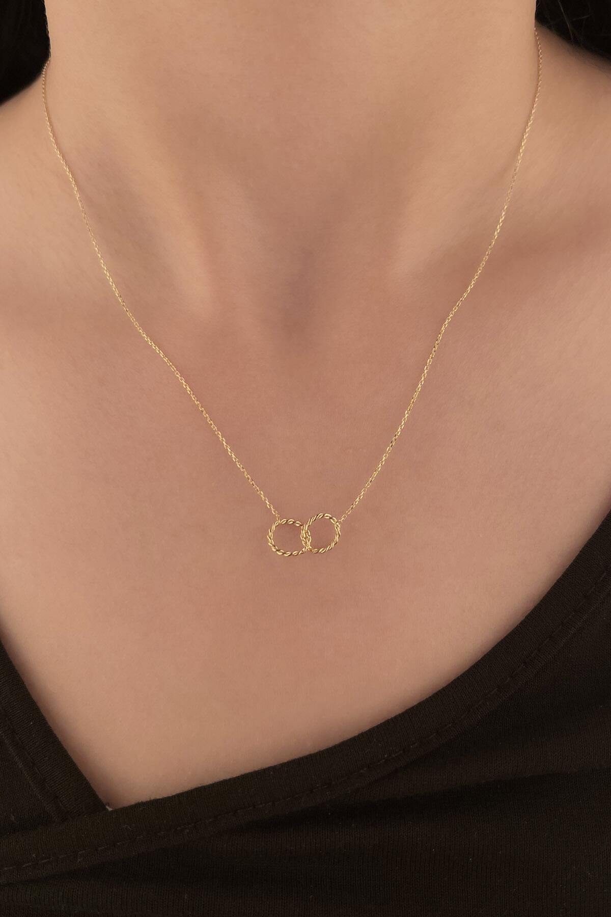 14K Gold Twisted Circles Necklace