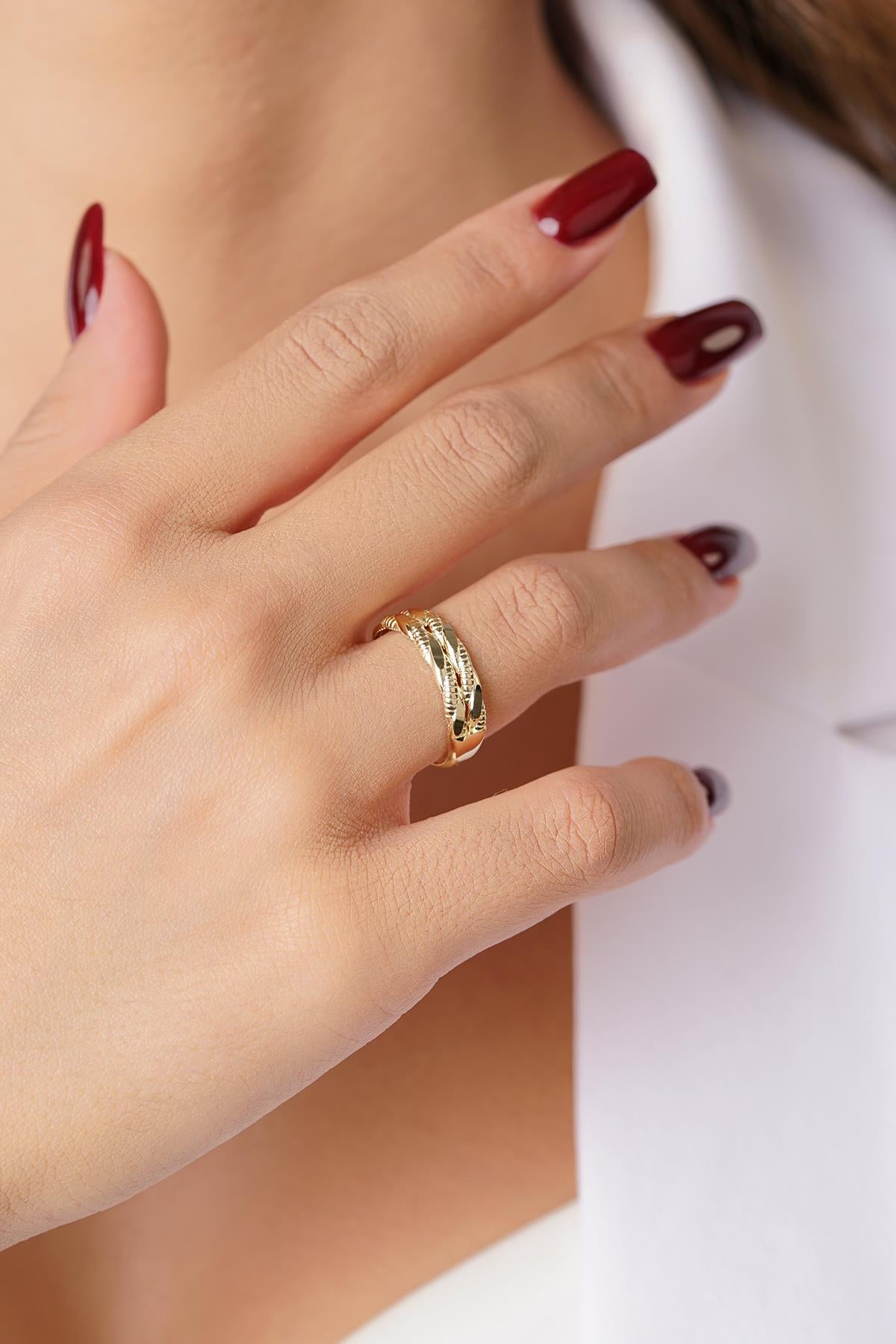 14K Gold Twisted Rope Band Ring