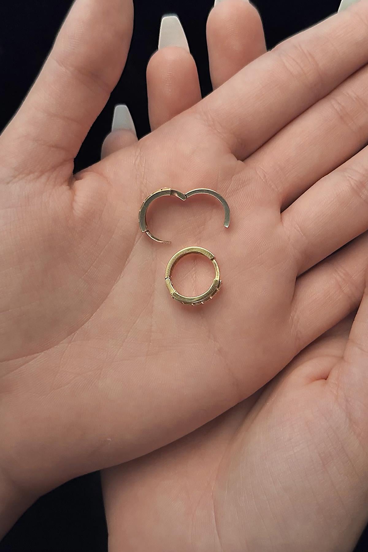 14K Gold Two Tone Greek Key Hoop Eearrings