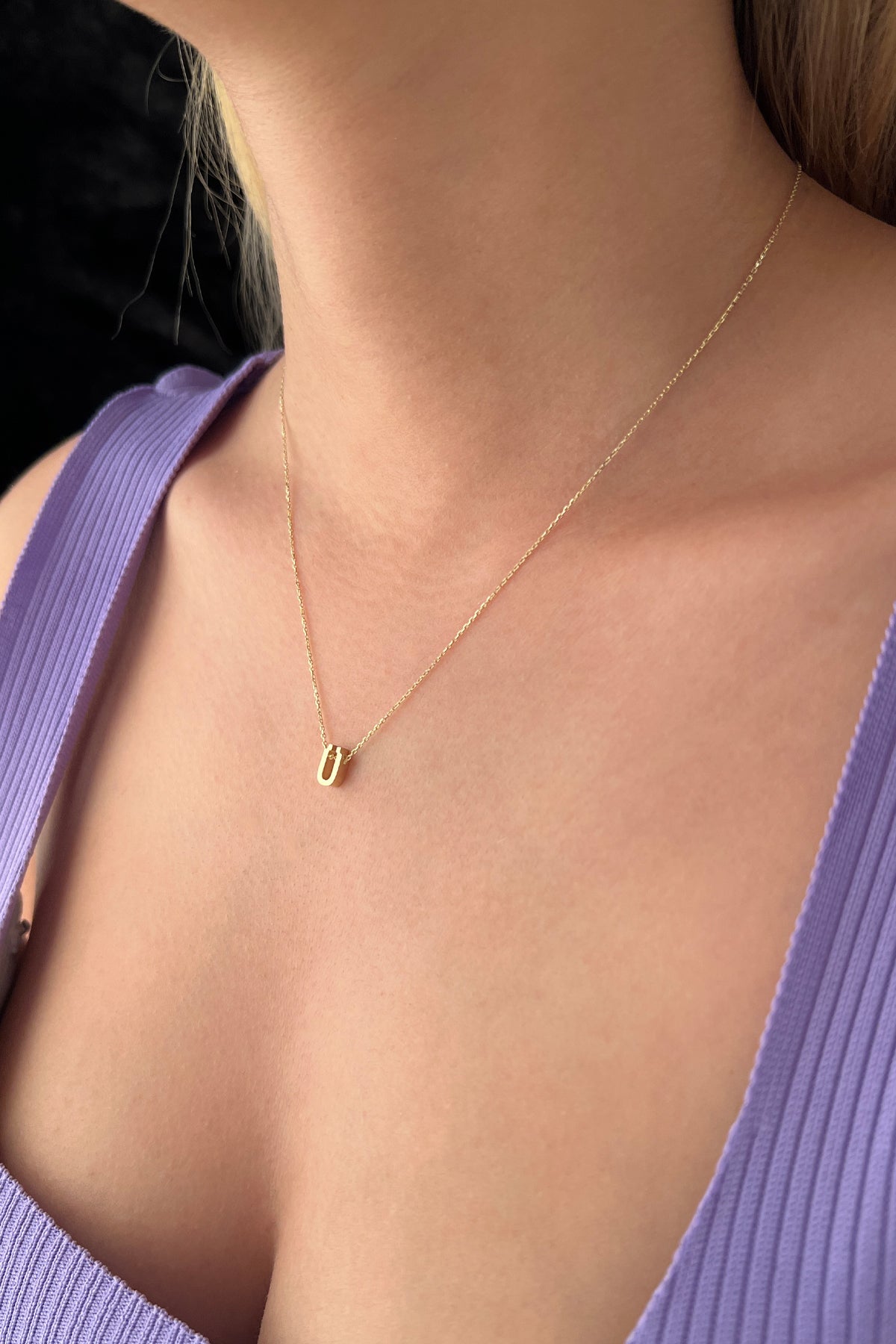 14K Gold Ü Initial Necklace