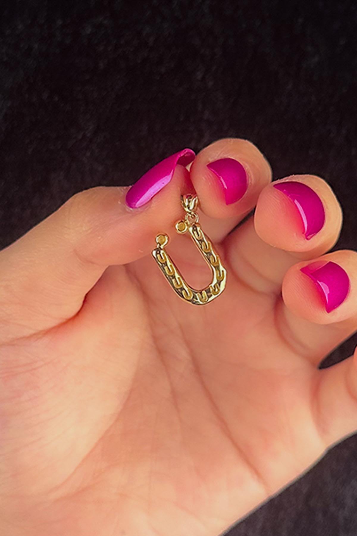 14K Gold Ü Letter Charm