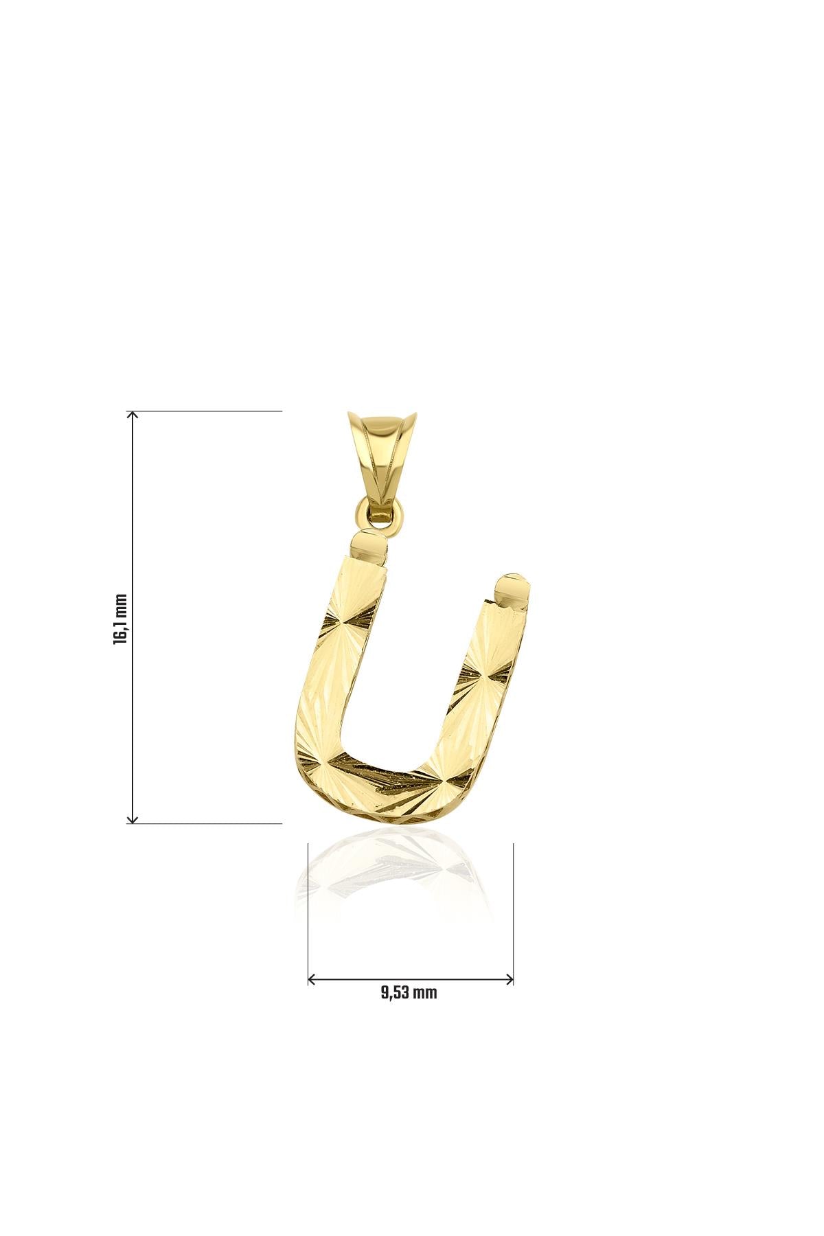 14K Gold Ü Letter Mini Shine Pendant