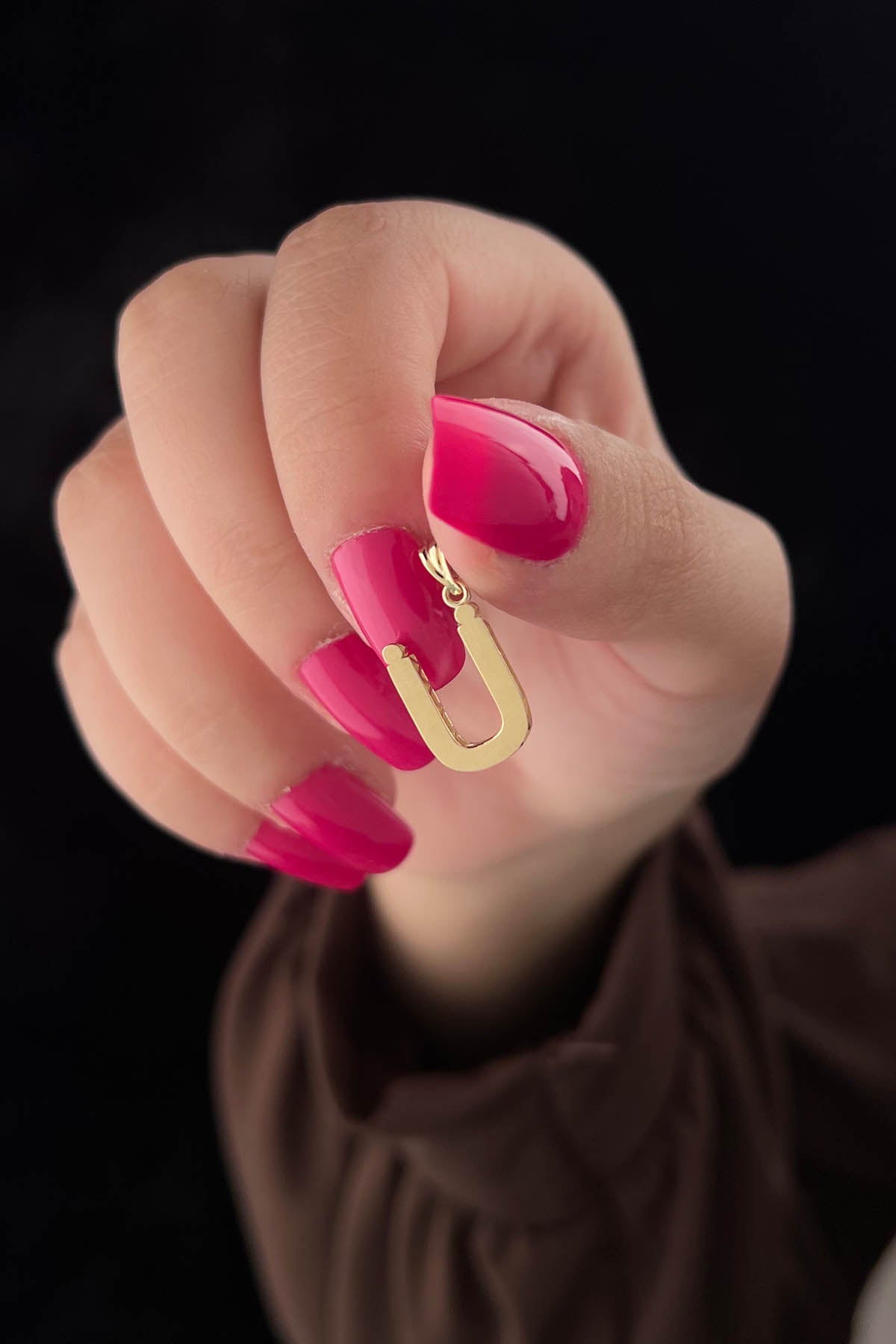 14K Gold Ü Letter Mini Shine Pendant