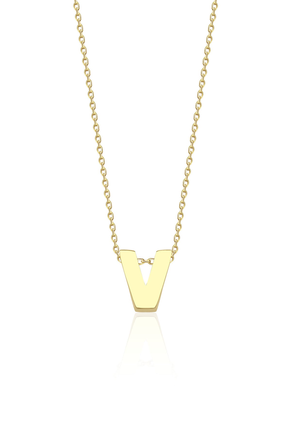14K Gold V Initial Necklace