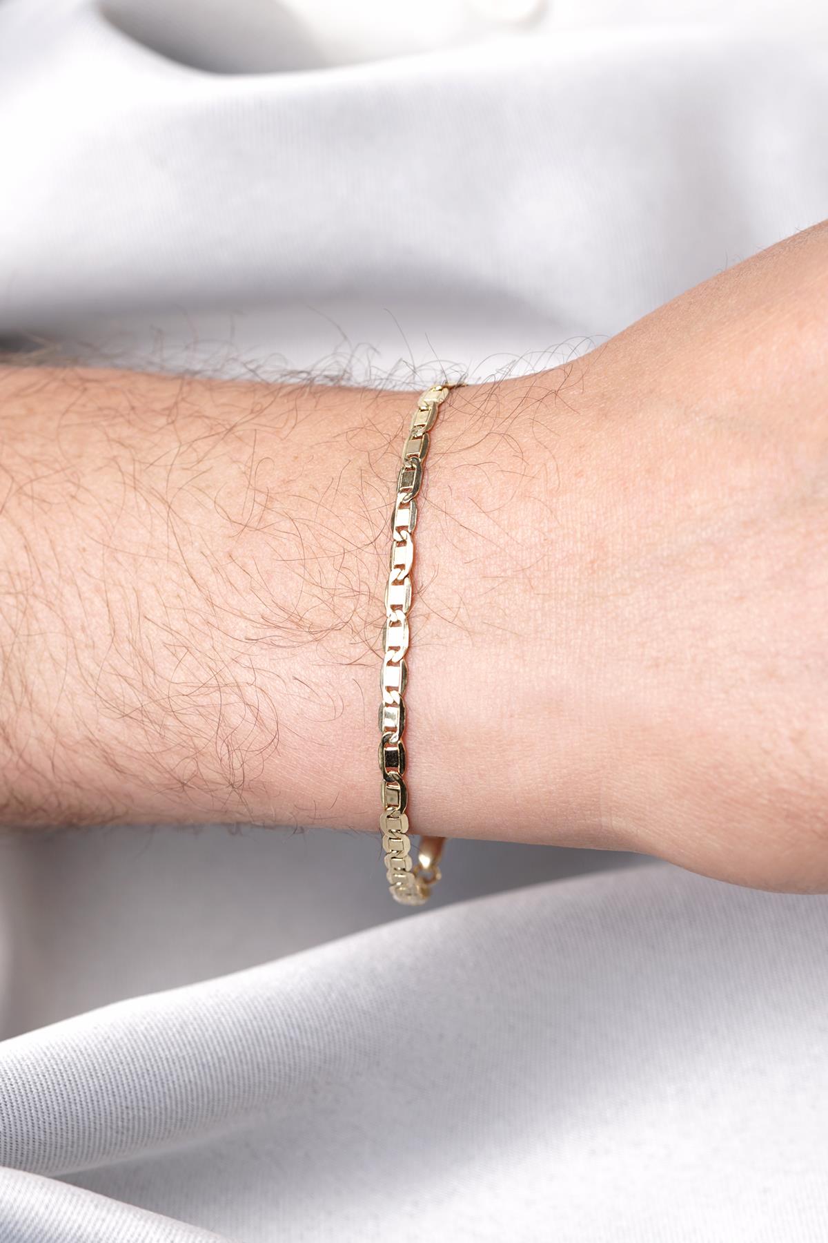 14K Solid Gold Valentino Chain Men'sBracelet
