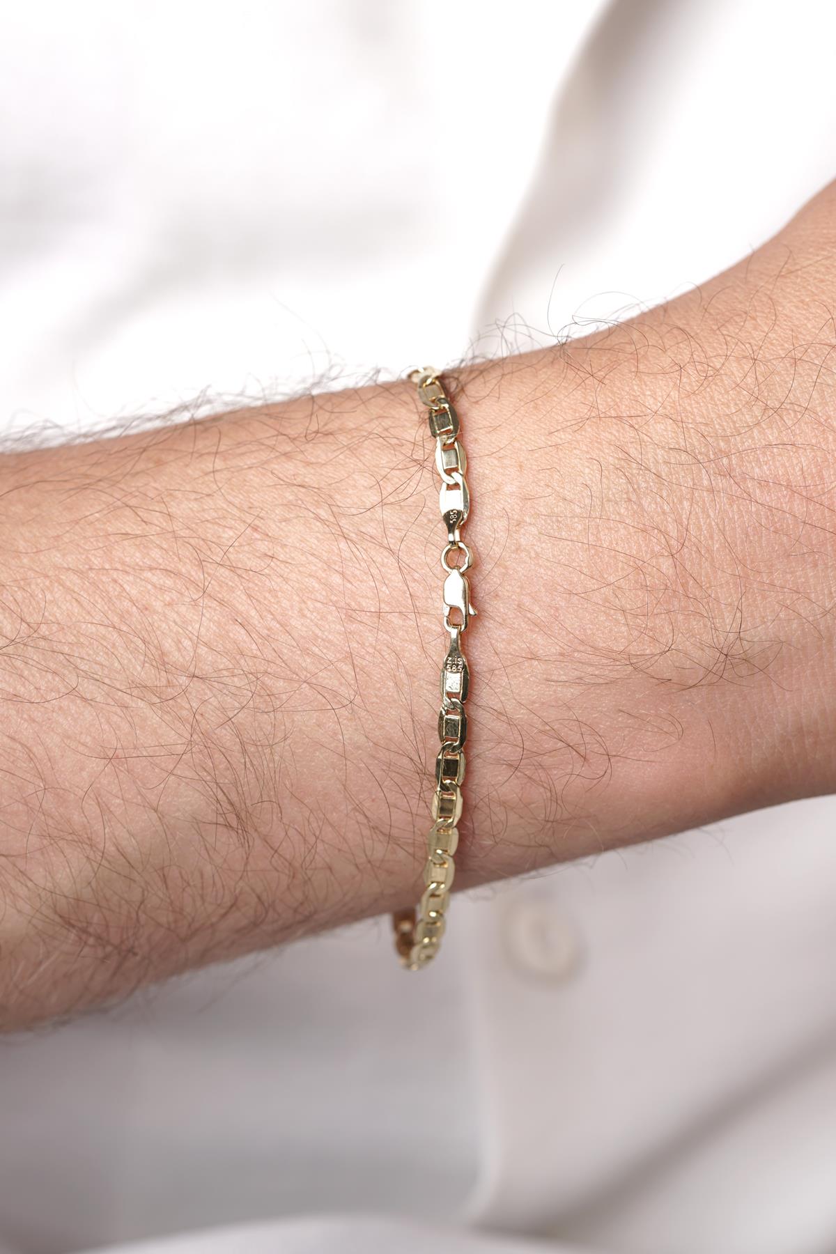 14K Solid Gold Valentino Chain Men'sBracelet