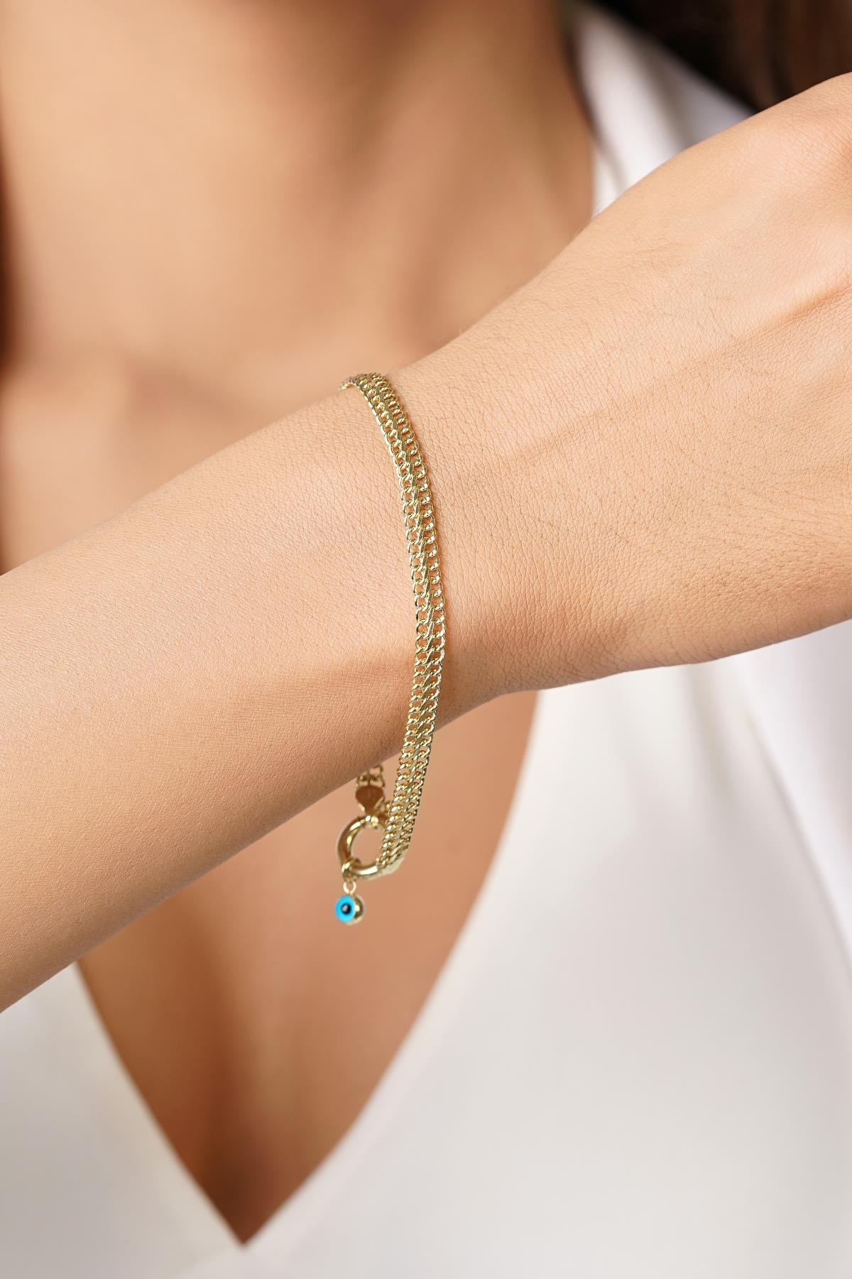 14K Gold Vienna Double Curb Bracelet