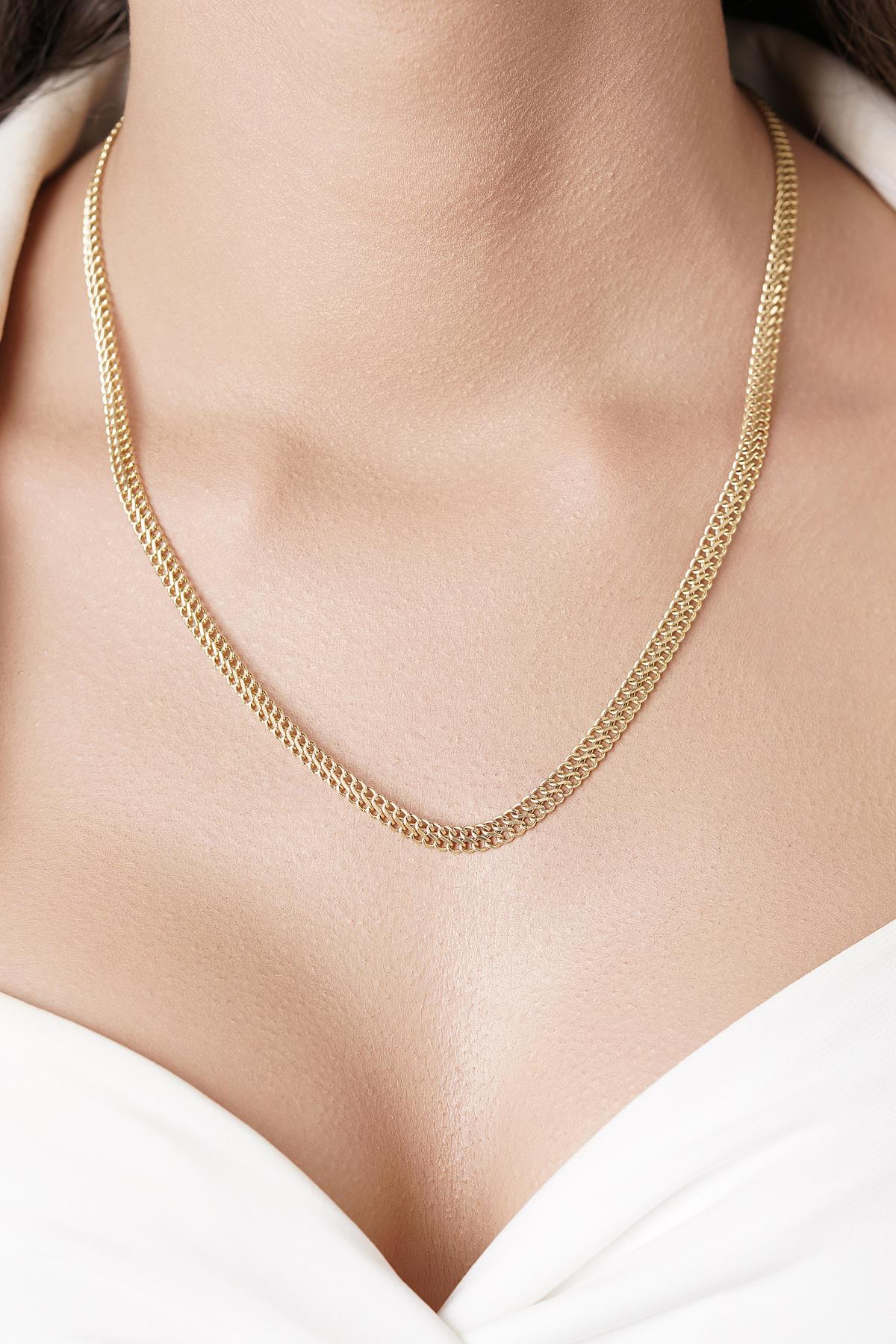 14K Gold Vienna Double Curb Chain With Sailor Lock    0.157 inch