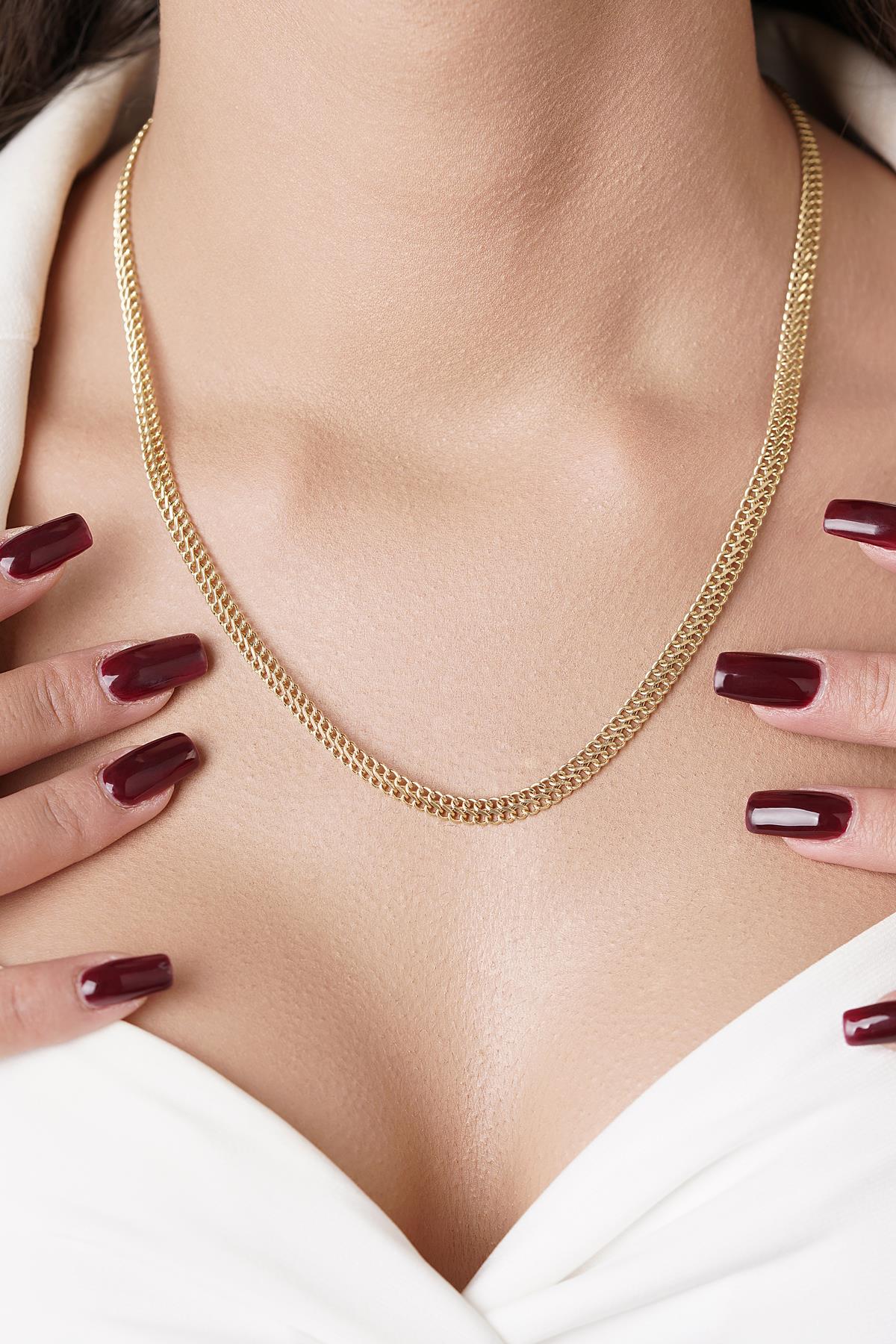 14K Gold Vienna Double Curb Chain With Sailor Lock    0.157 inch
