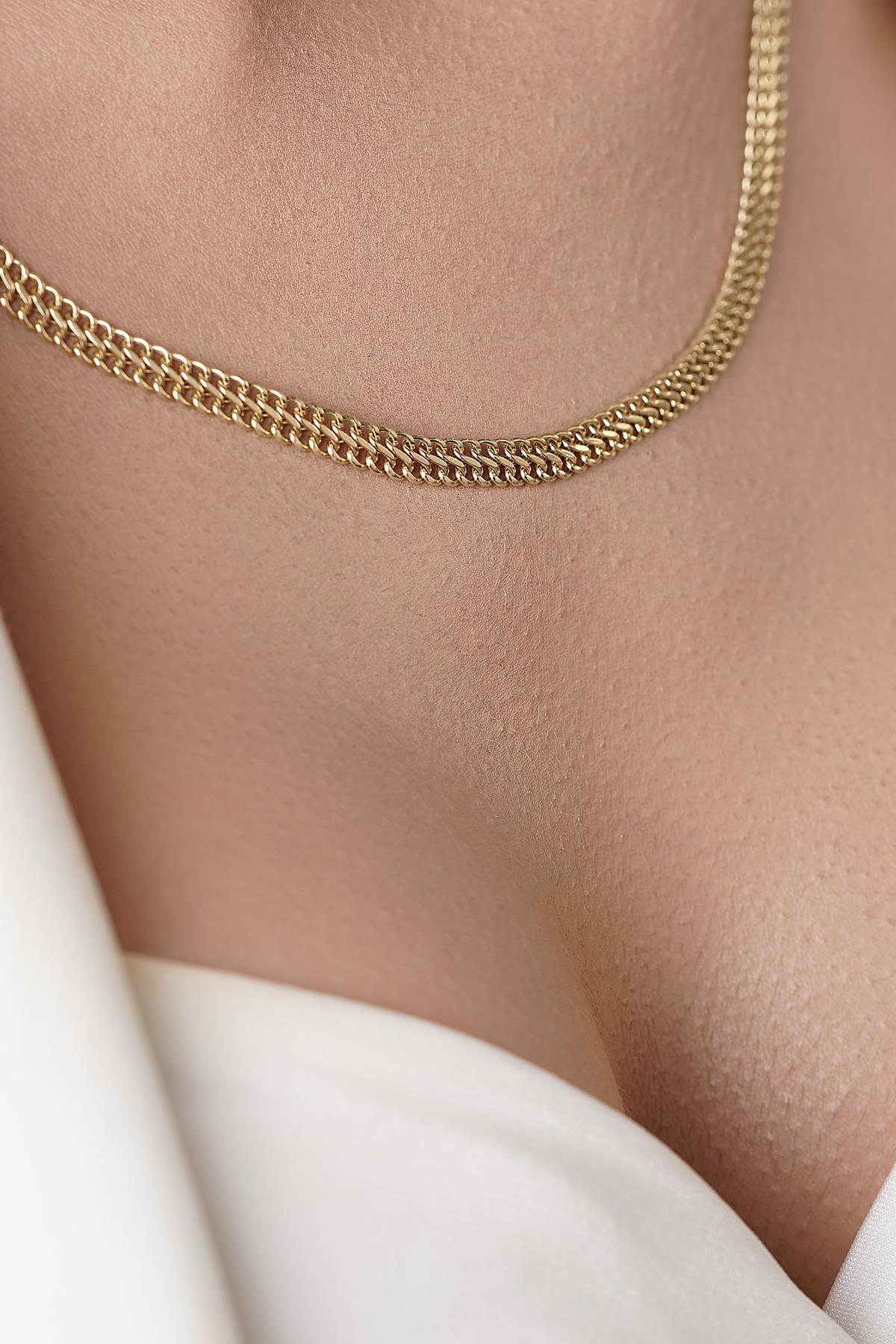 14K Gold Vienna Double Curb Chain With Sailor Lock    0.157 inch