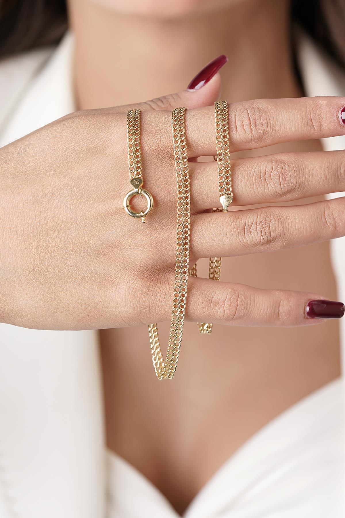 14K Gold Vienna Double Curb Chain With Sailor Lock    0.157 inch