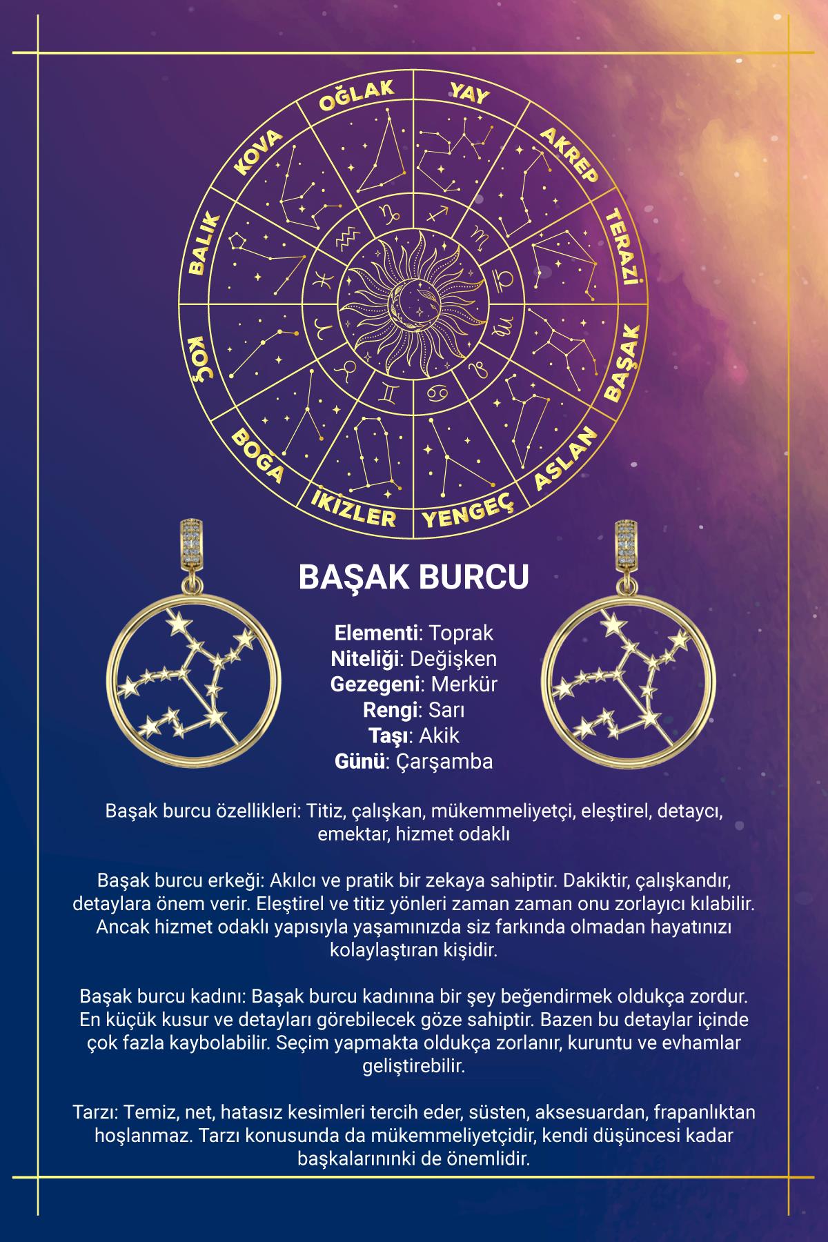 14K Gold Virgo Zodiac Constellation Pendant