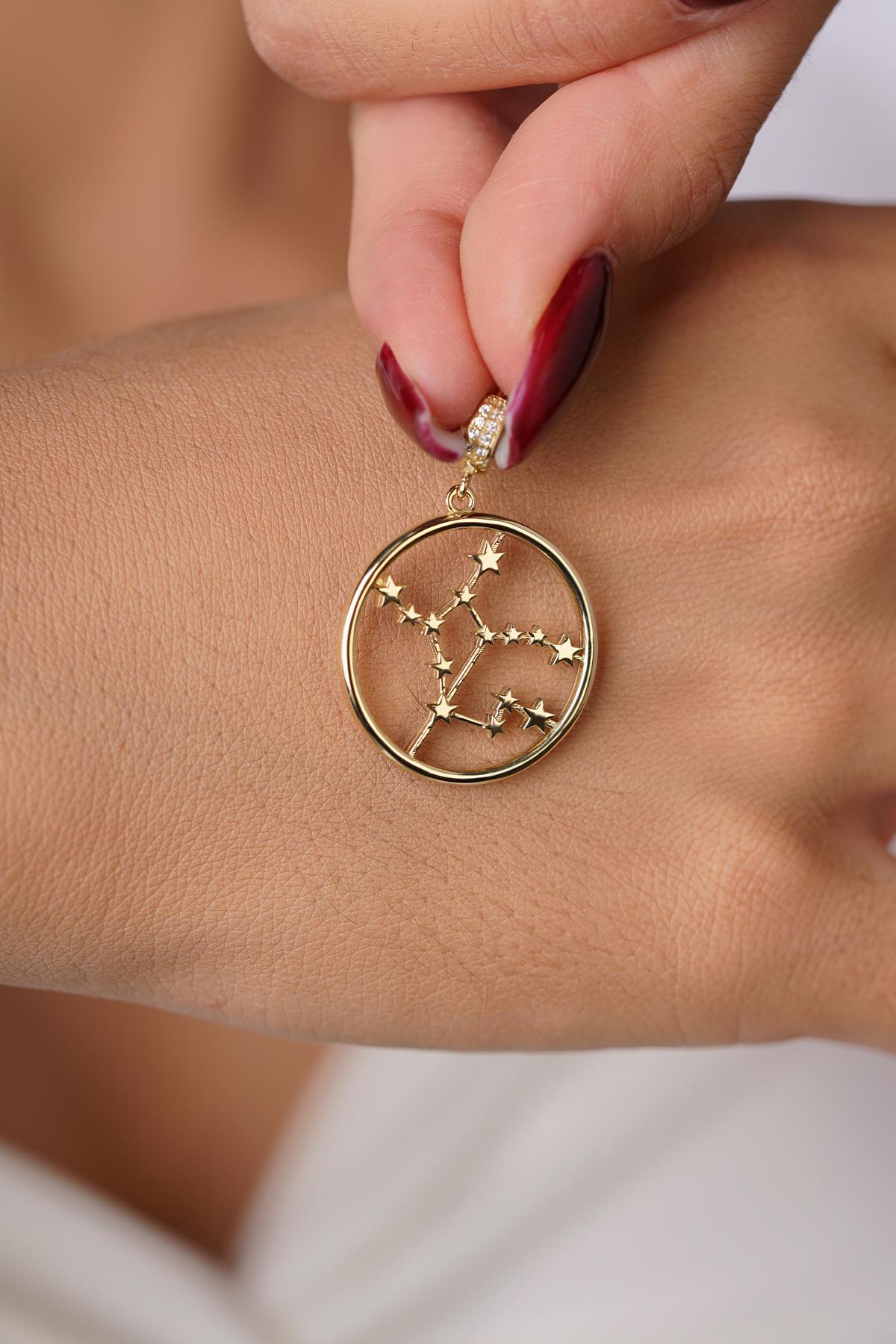 14K Gold Virgo Zodiac Constellation Pendant